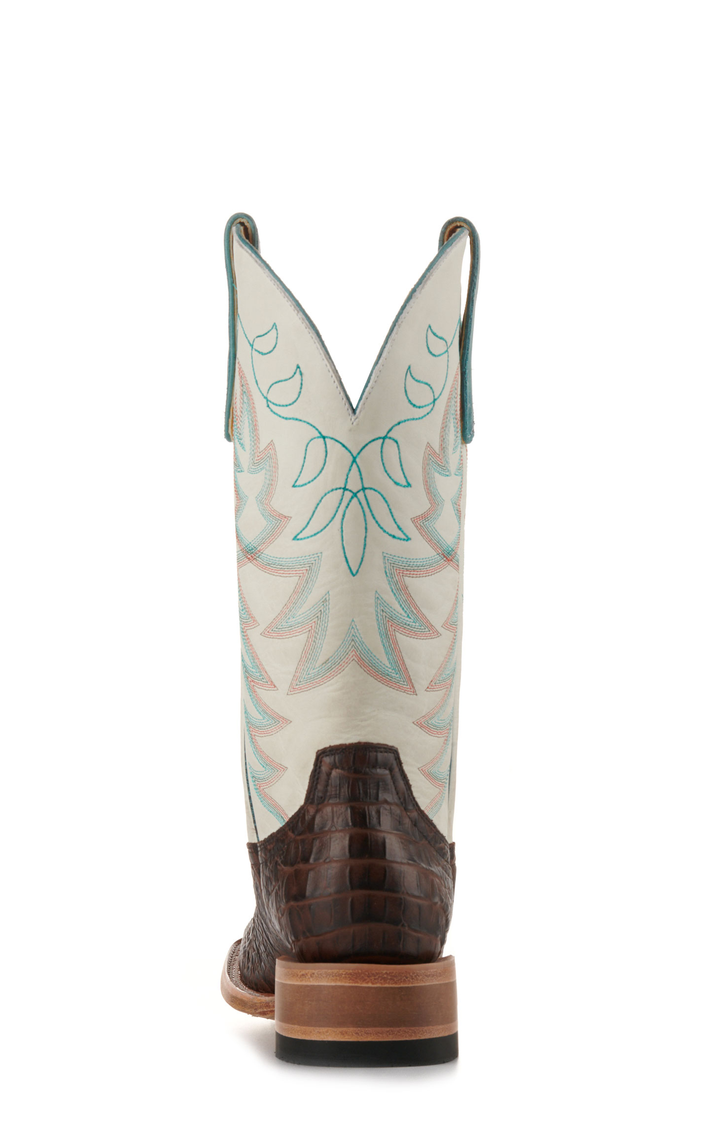 Cavender’s Women’s Endurance White and Chocolate Croc Print Wide Square Toe Cowboy Boots  - Image 1