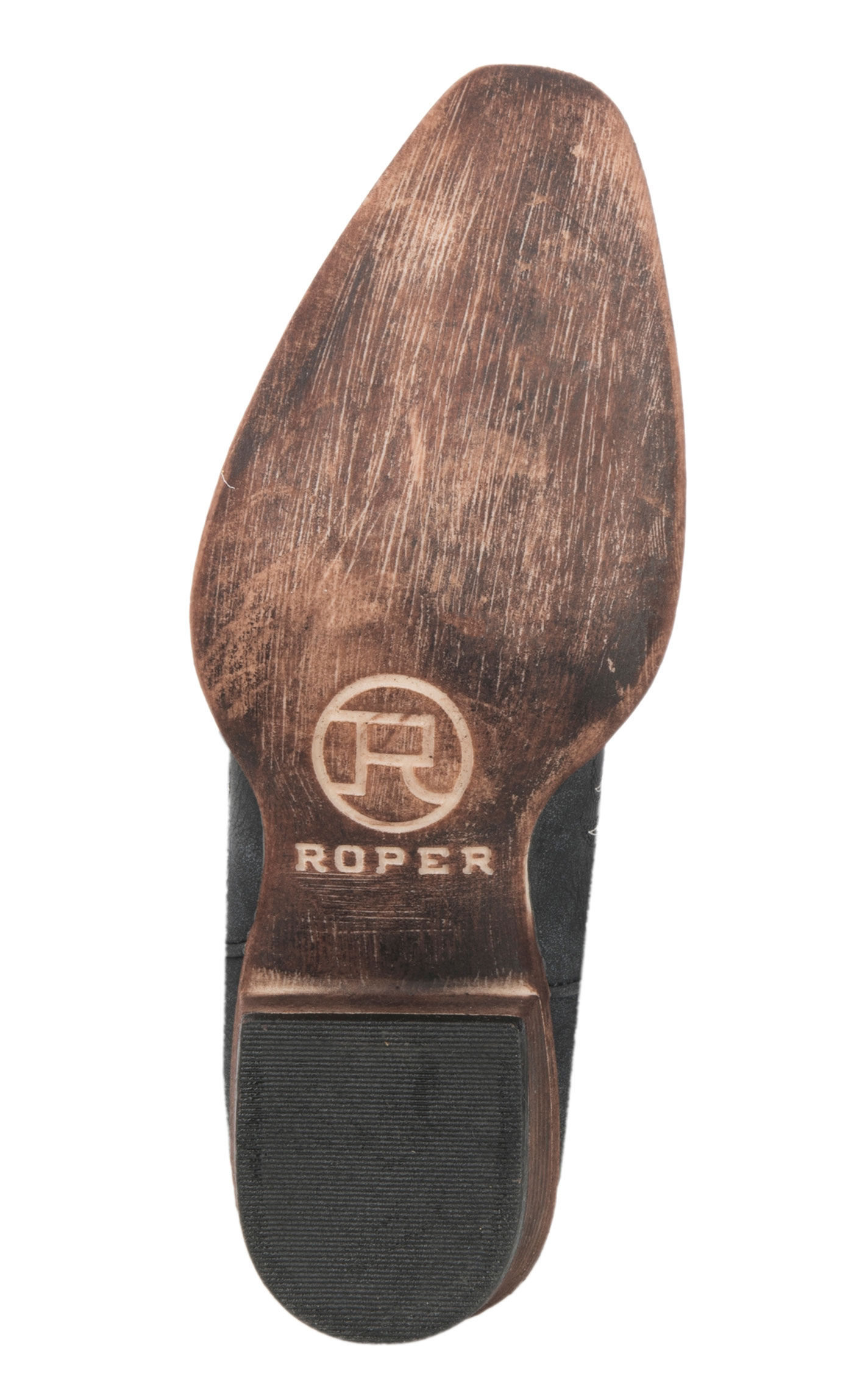 Roper Women's Black Faux Leather with White Stitching Snip Toe Cowboy Boots - Image 1