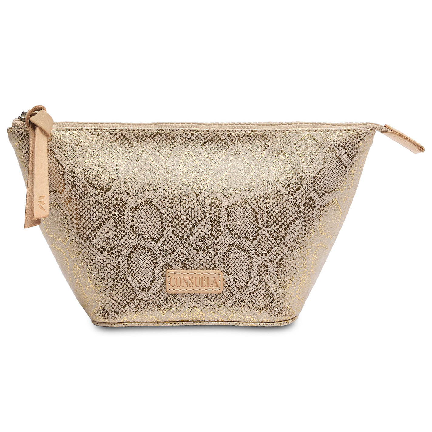 Consuela Leah Metallic Gold Snake Print Medium Tool Kit Bag - Image 1