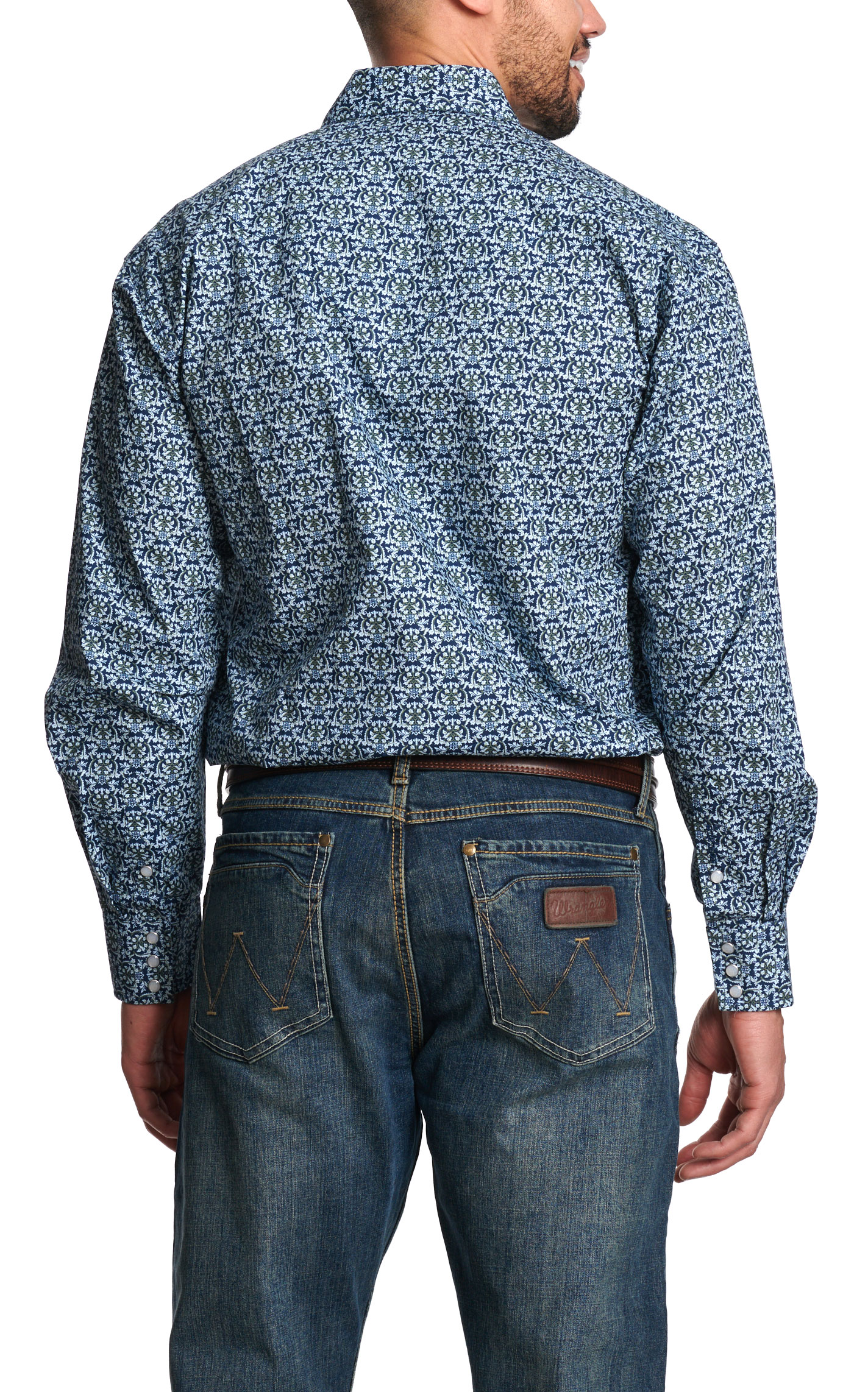 Stetson Men's Medium Blue Geo Print Shirt - Image 1
