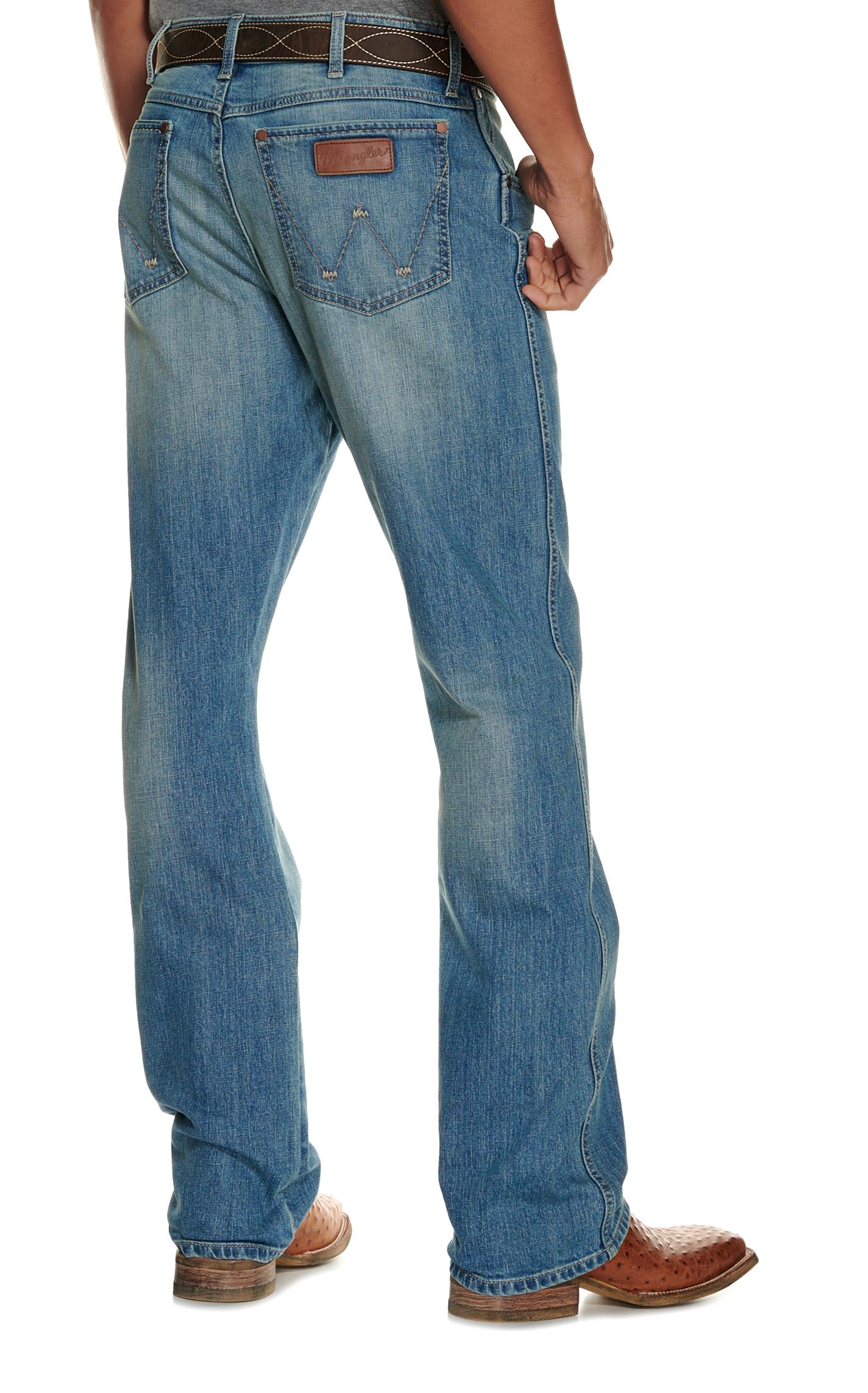 Wrangler Retro Men's Light Wash Relaxed Fit Boot Cut Jeans - Cavender's Exclusive - Image 1