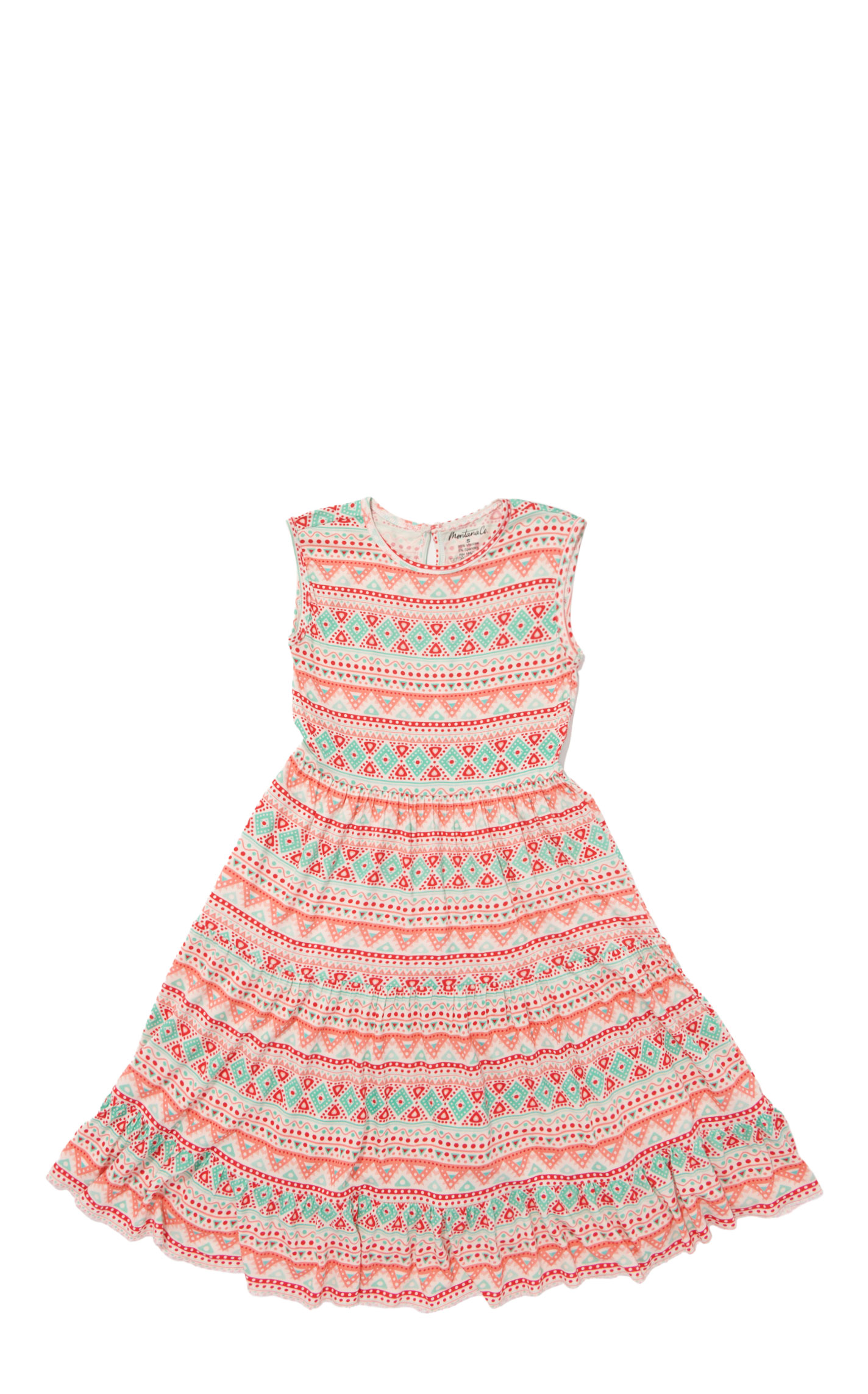 Montana Clothing Girl's Coral Aztec Print Dress - Image 1
