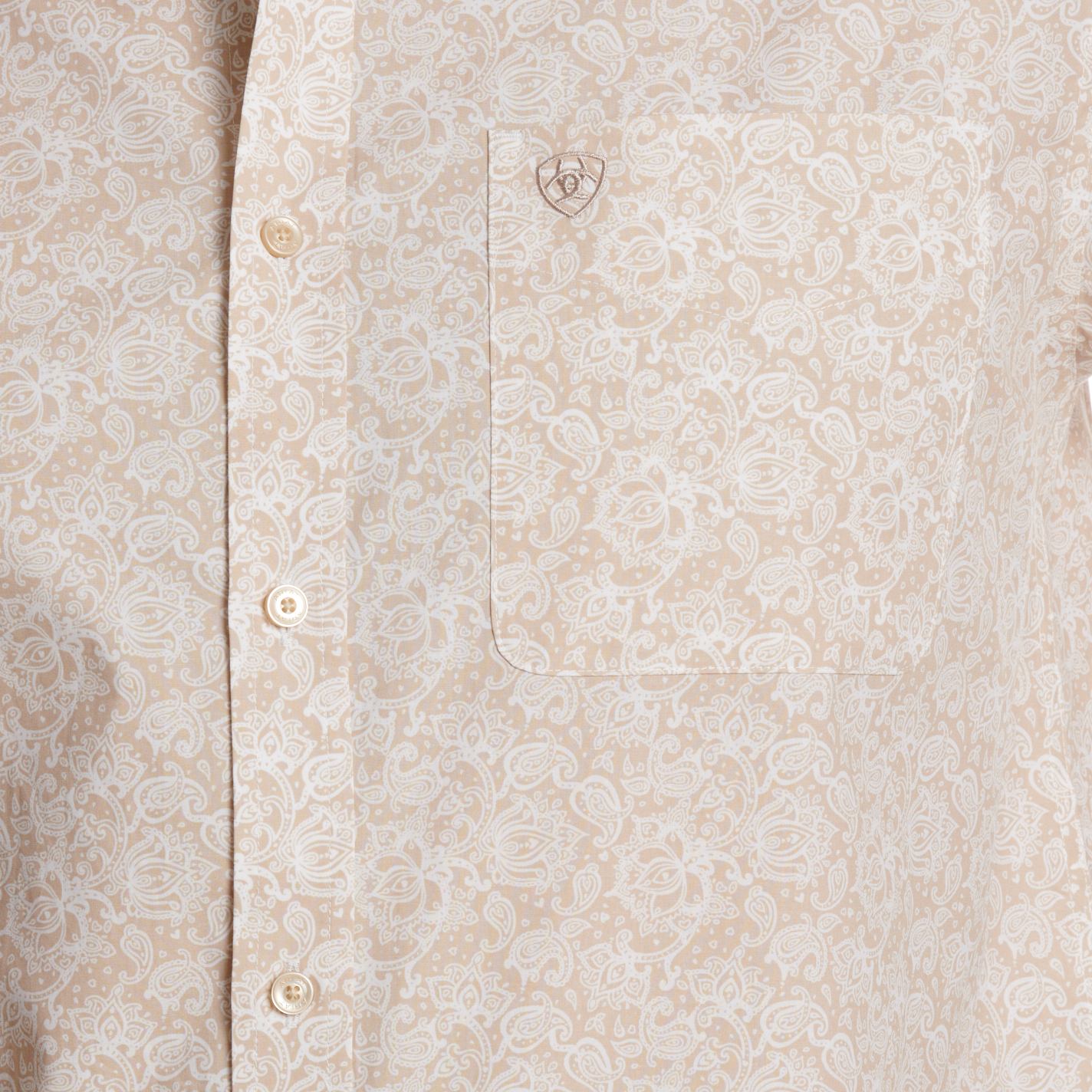 Ariat Men’s Tan Paisley Print Western Shirt - Image 1