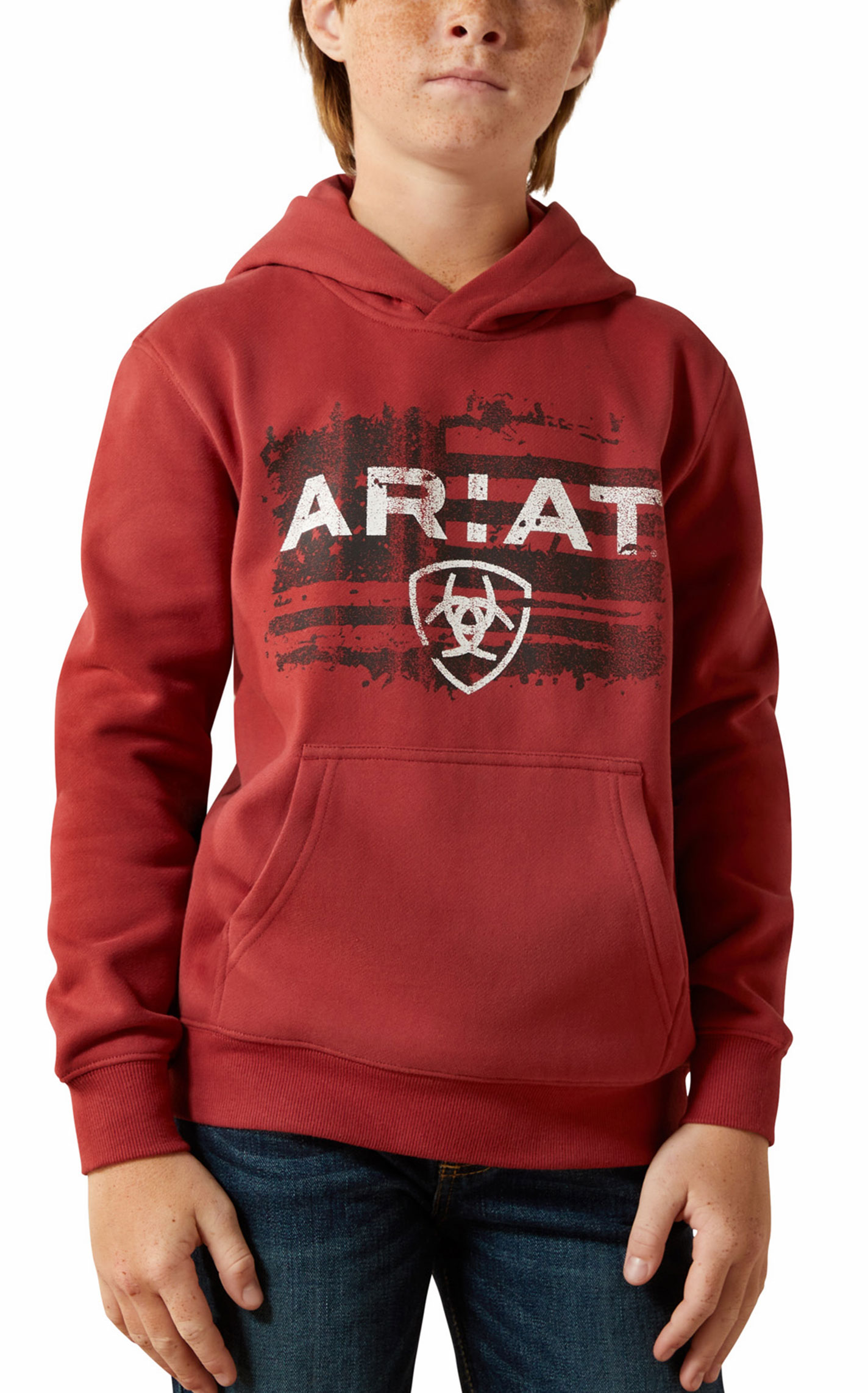 Ariat Boy's Liquid Stamp Flag Graphic Hoodie - Image 1