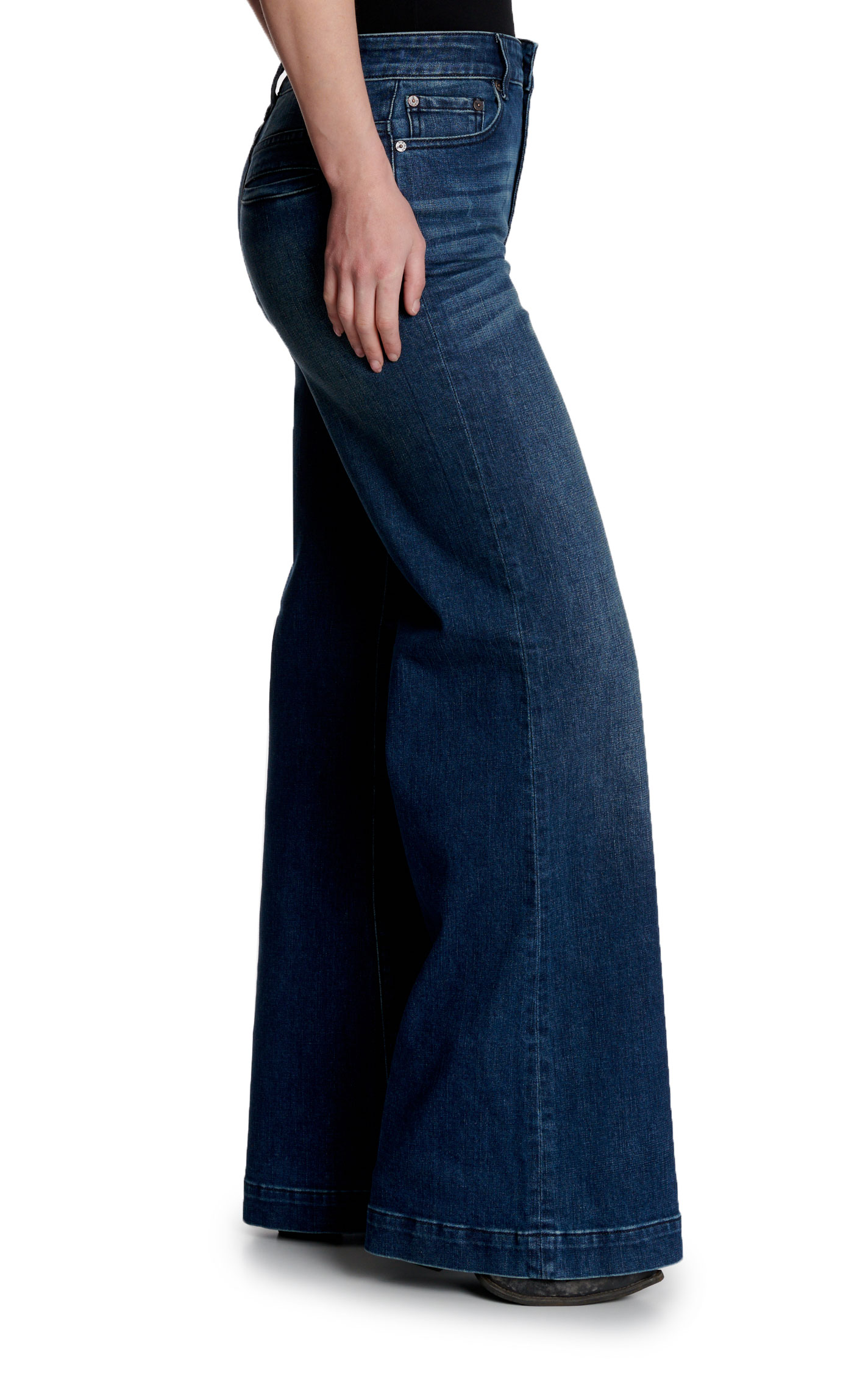 Stetson Women's Dark Wash Welt Pocket Wide Leg Jeans - Image 1
