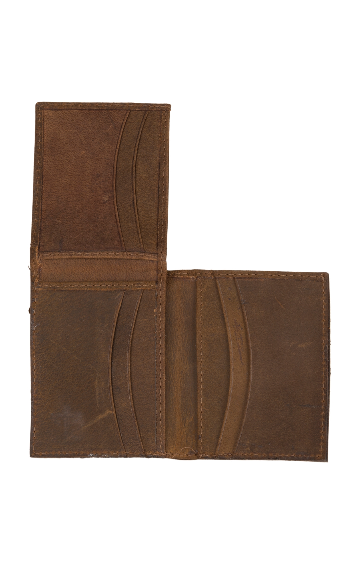 STS Ranchwear Foreman Collection Men's Distressed Brown Leather Hidden Cash Tri-Fold Wallet - Image 1