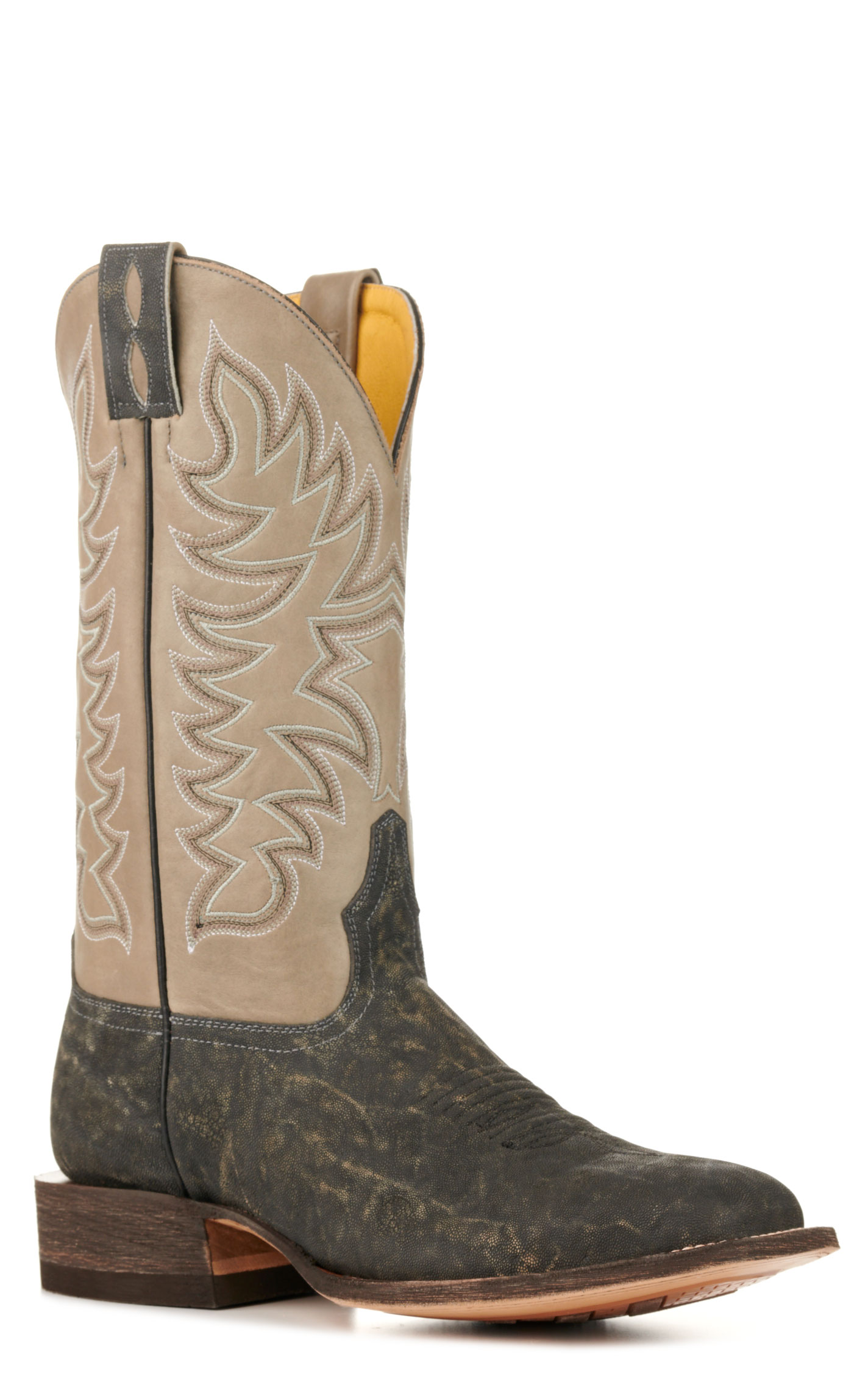 Cavender's Men's Endurance Gray and Dark Gray Elephant Wide Square Toe Exotic Cowboy Boots - Image 1