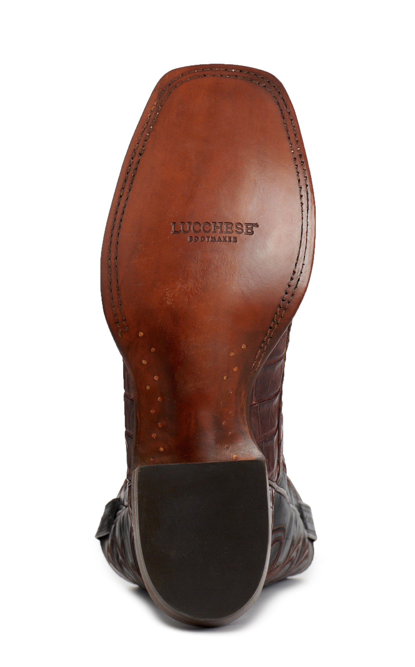 Lucchese Men's Burnt Umber Black Caiman Wide Square Toe Cowboy Boots - Image 1