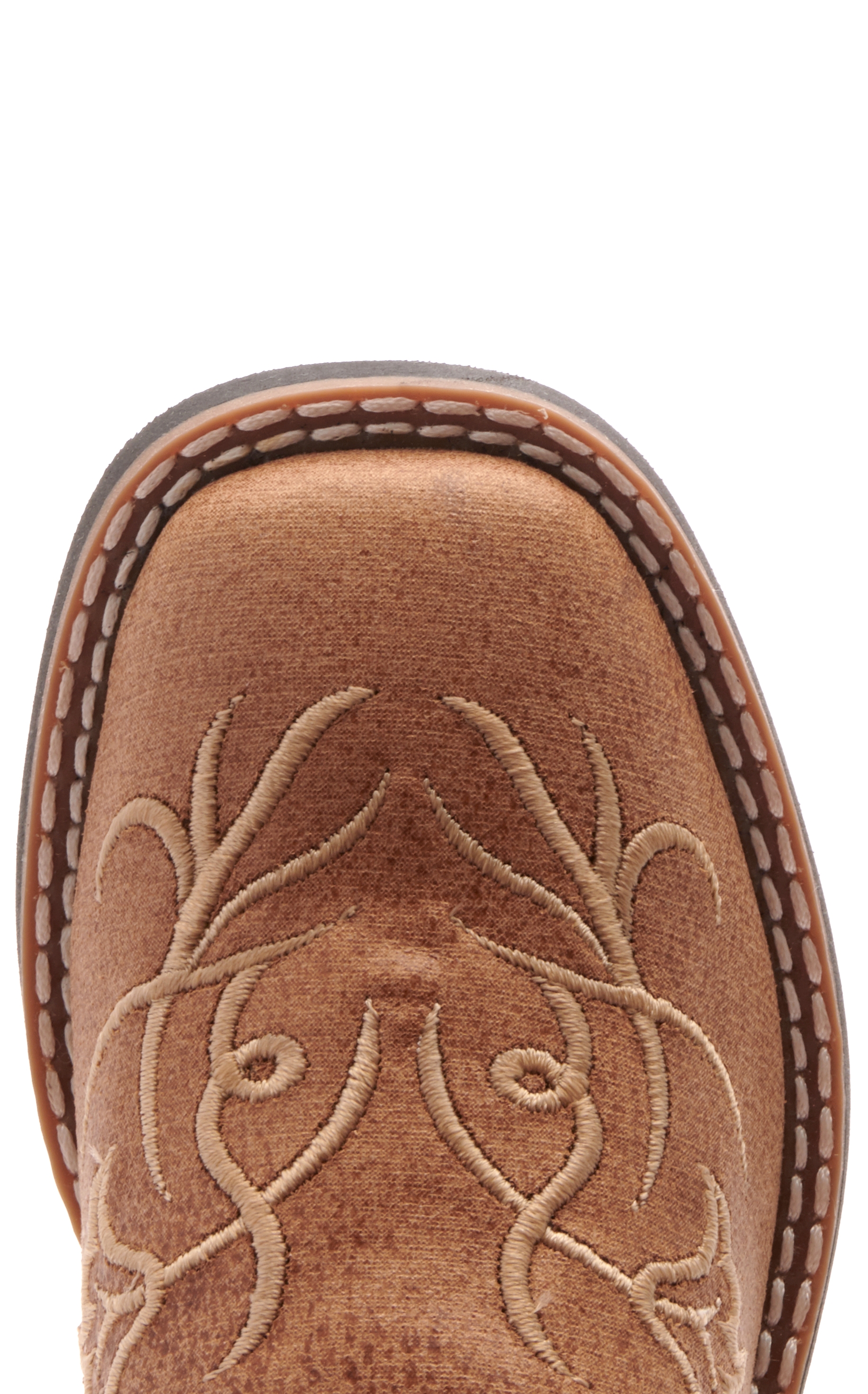 Old West Kids Tan and Pink Square Toe Cowboy Boots - Image 1