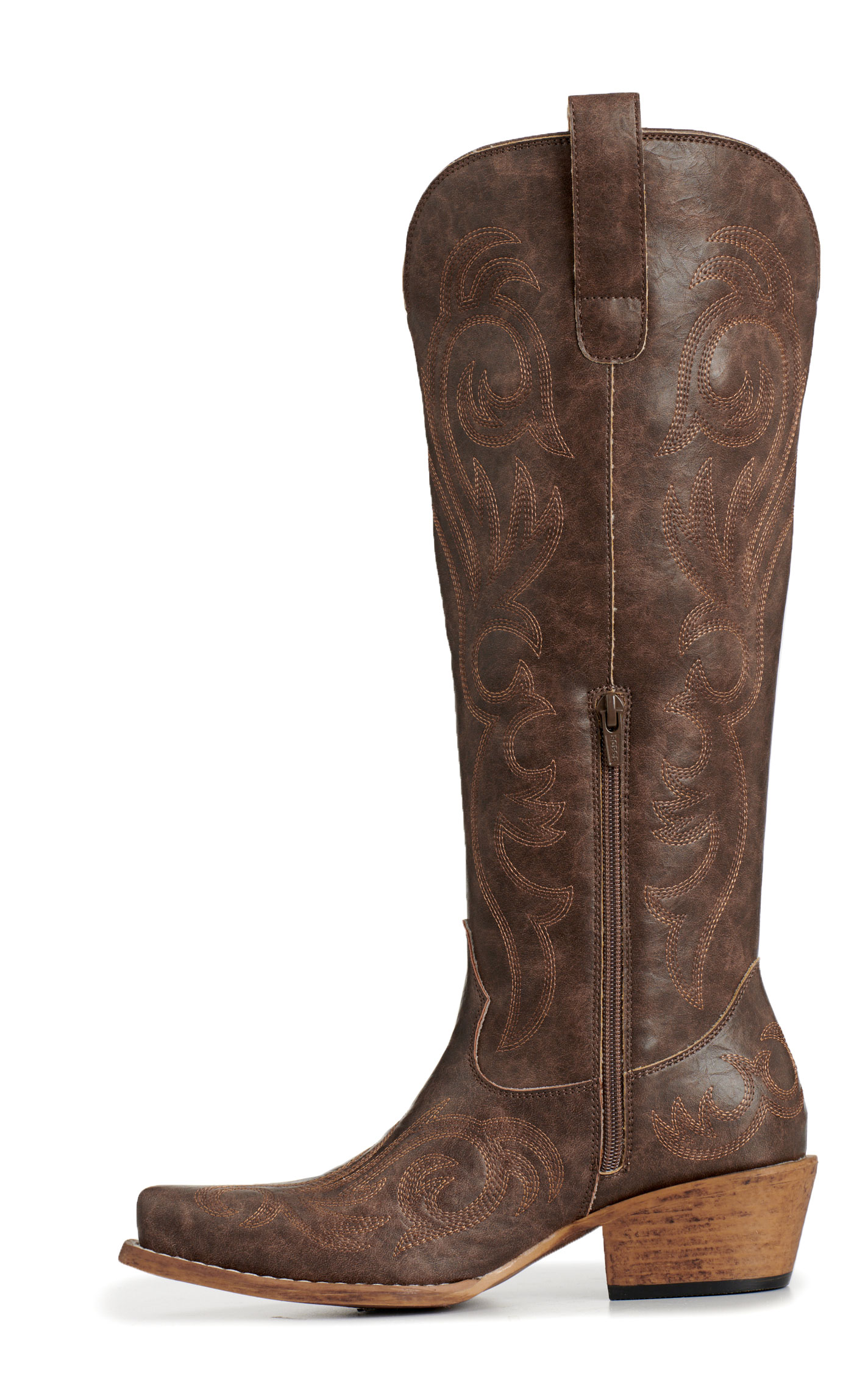 Roper Women's Brown Faux Leather Scroll Snip Toe Cowboy Boots - Image 1