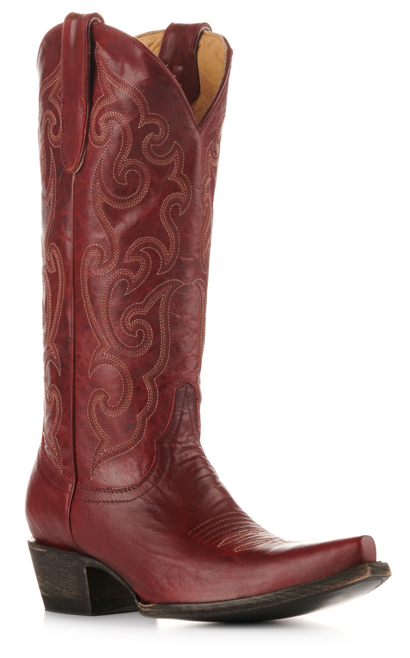 Cavender’s Women’s Red Goat Leather Snip Toe Cowboy Boots - Image 1