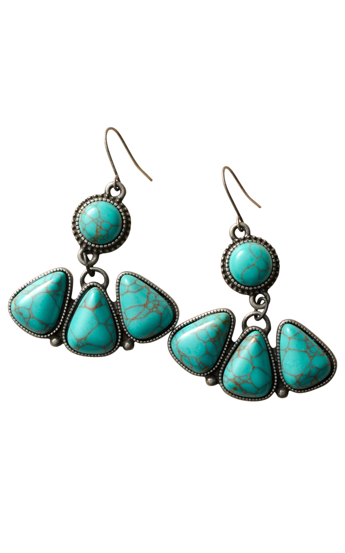 Rockin C Silver Antique Silver 4 Turquoise Stone Earrings - Image 1