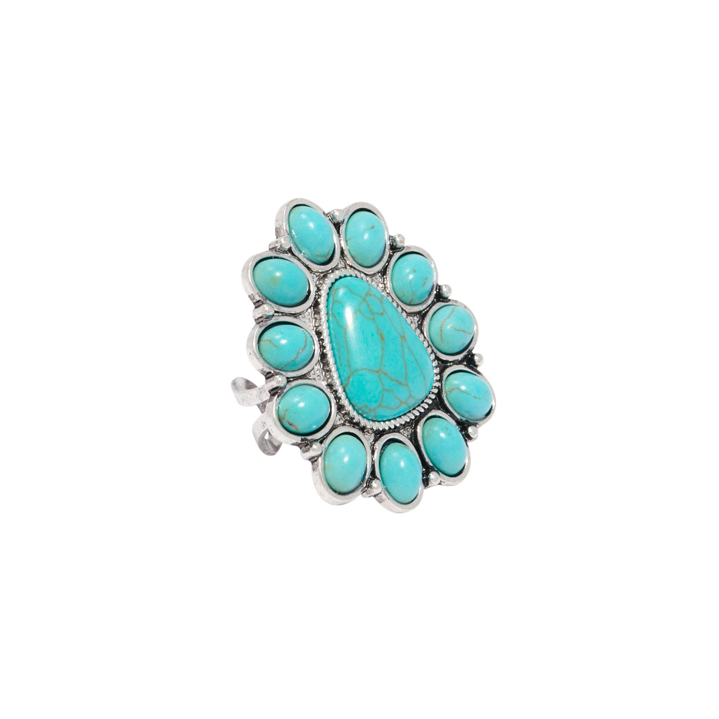 806 by Pink Panache Turquoise Triangle Concho Ring - Image 1