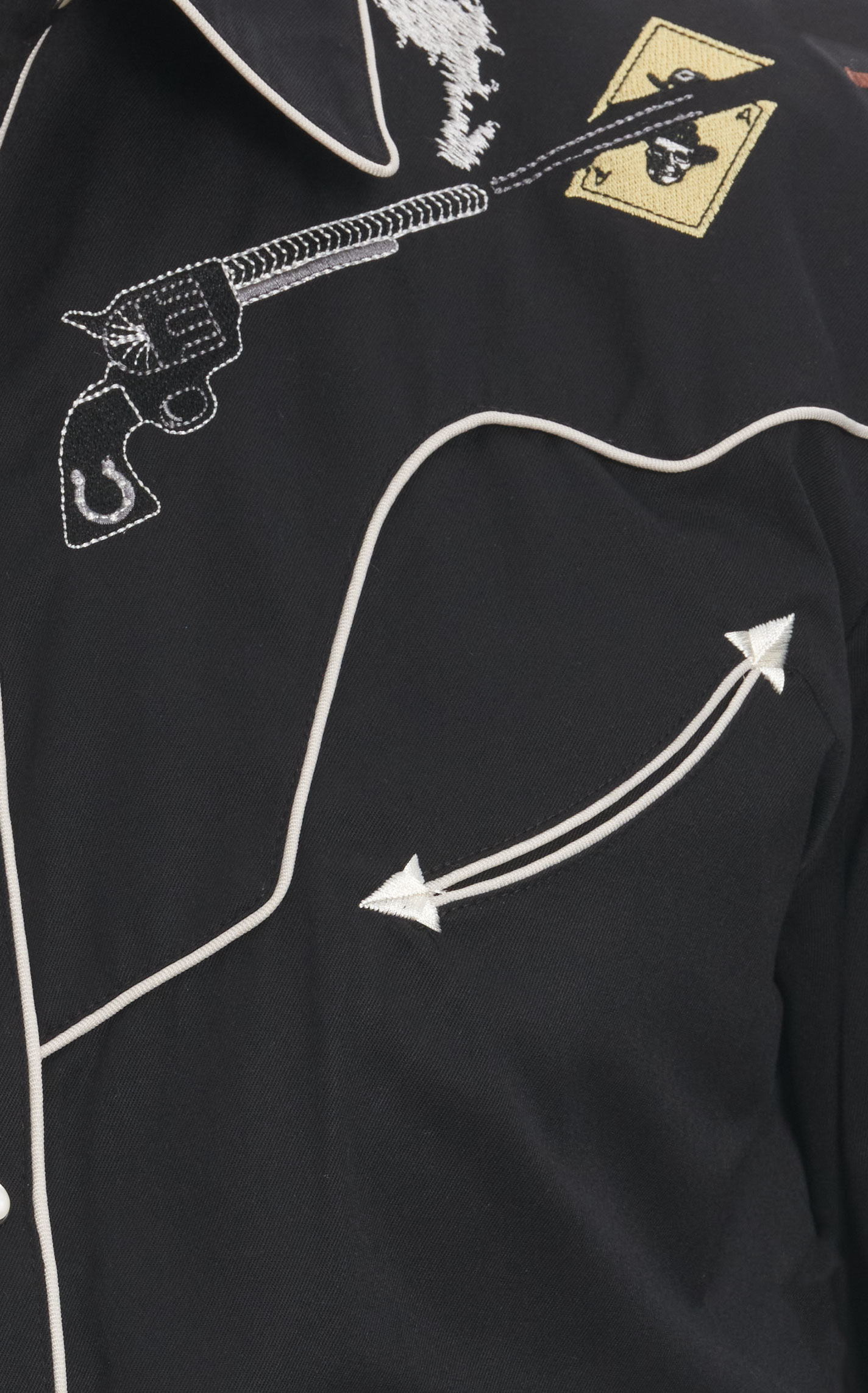 Scully Men's Black Old School Skulls Guns & Cards Embroidery Long Sleeve Western Shirt - Image 1
