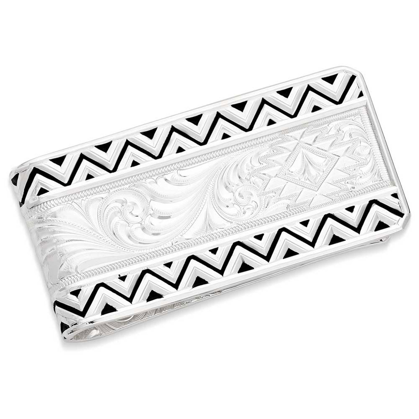 Montana Silversmiths Silver & Black Four Winds Money Clip - Image 1