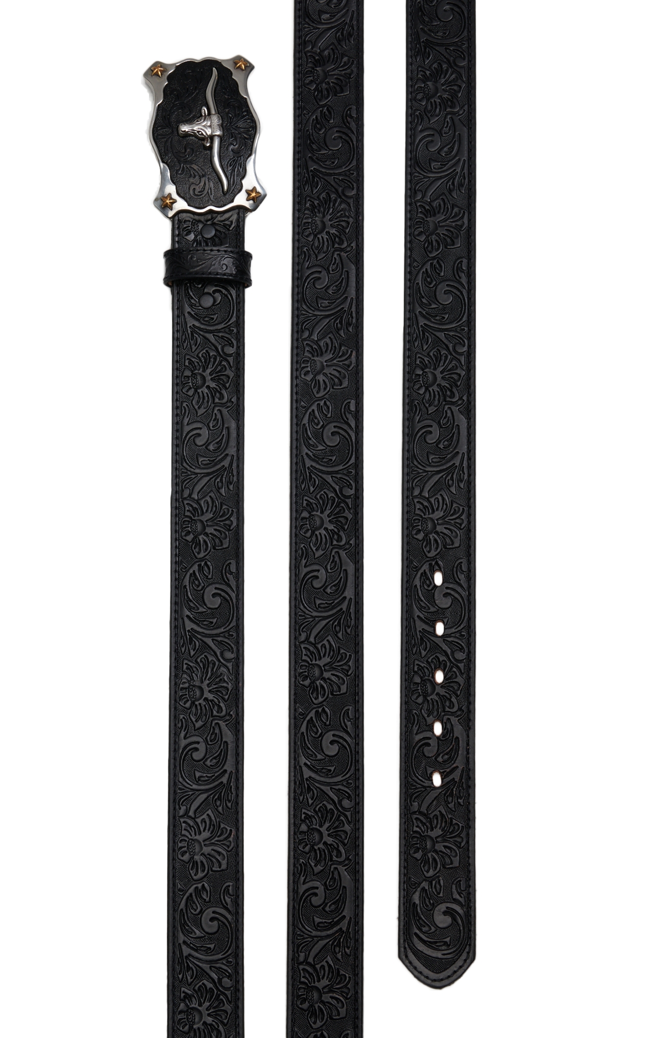 Justin Men's Black Classic Longhorn Western Belt - Image 1