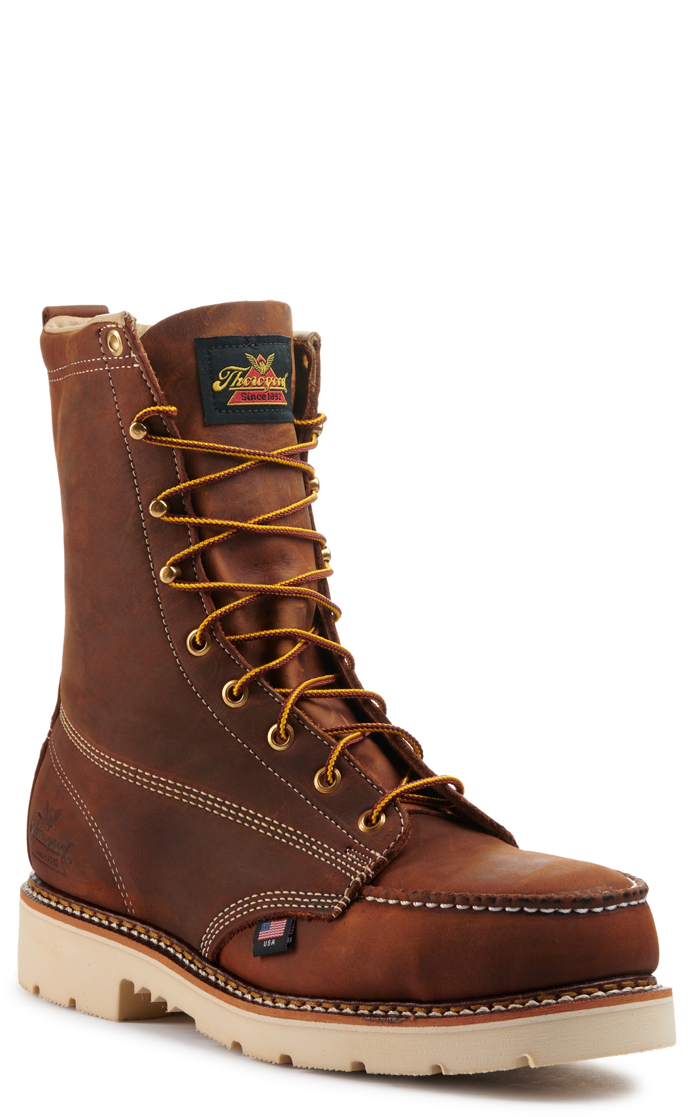 Thorogood Men's American Heritage Crazy Horse Brown Moc Steel Toe 8\