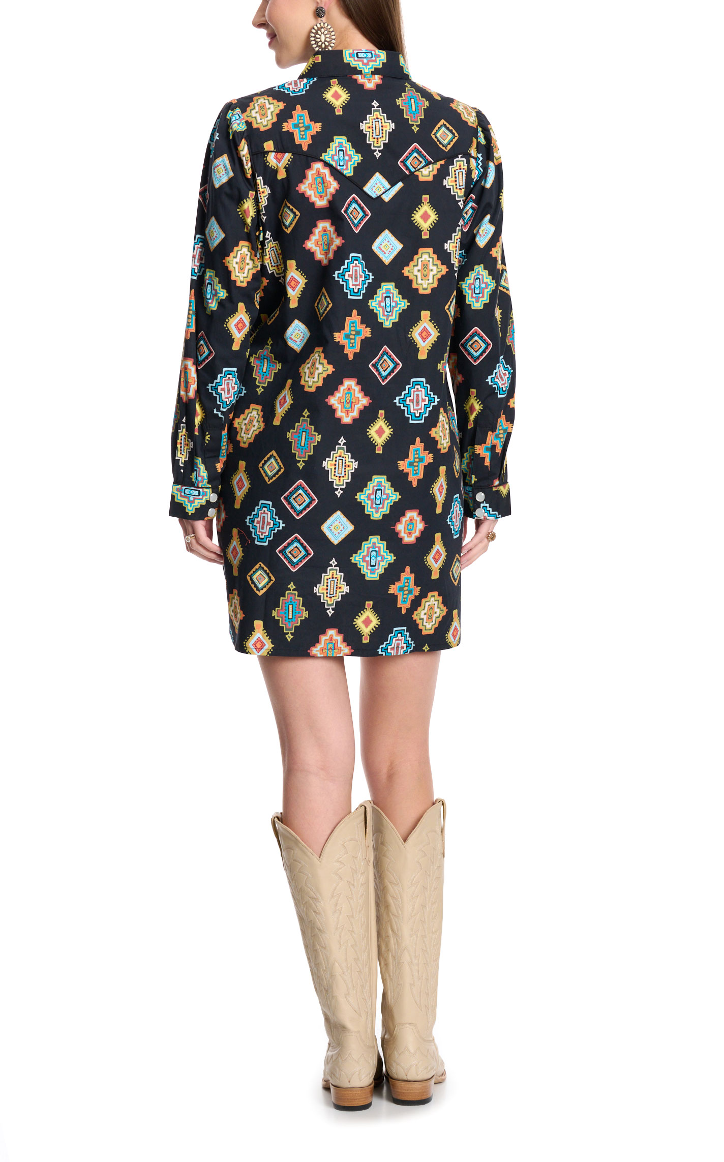 Rockin C Women's Black Aztec Western Shirt Dress - Image 1
