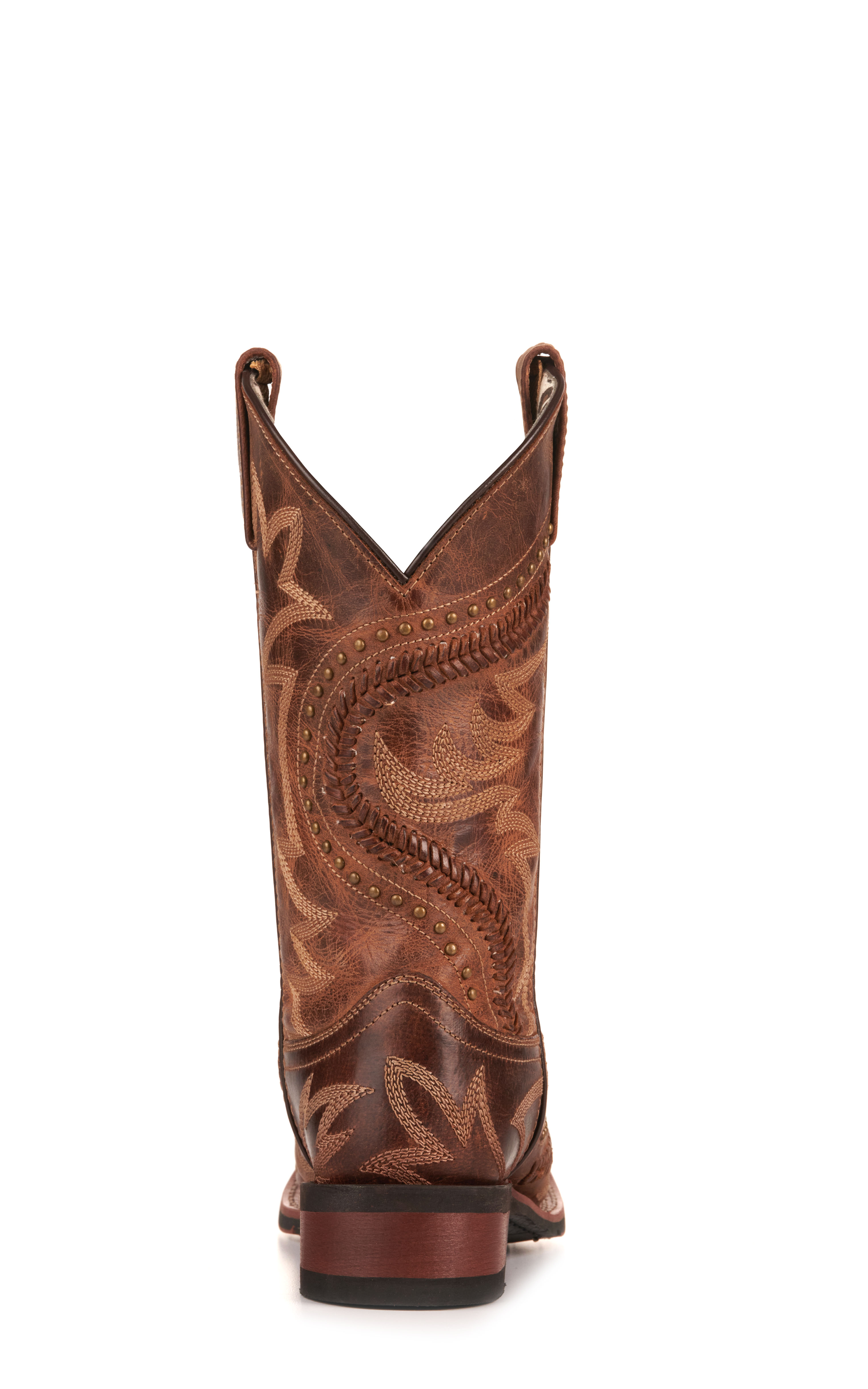 Laredo Women's Charli Brown with Lacing and Studs Wide Square Toe Cowboy Boots - Image 1