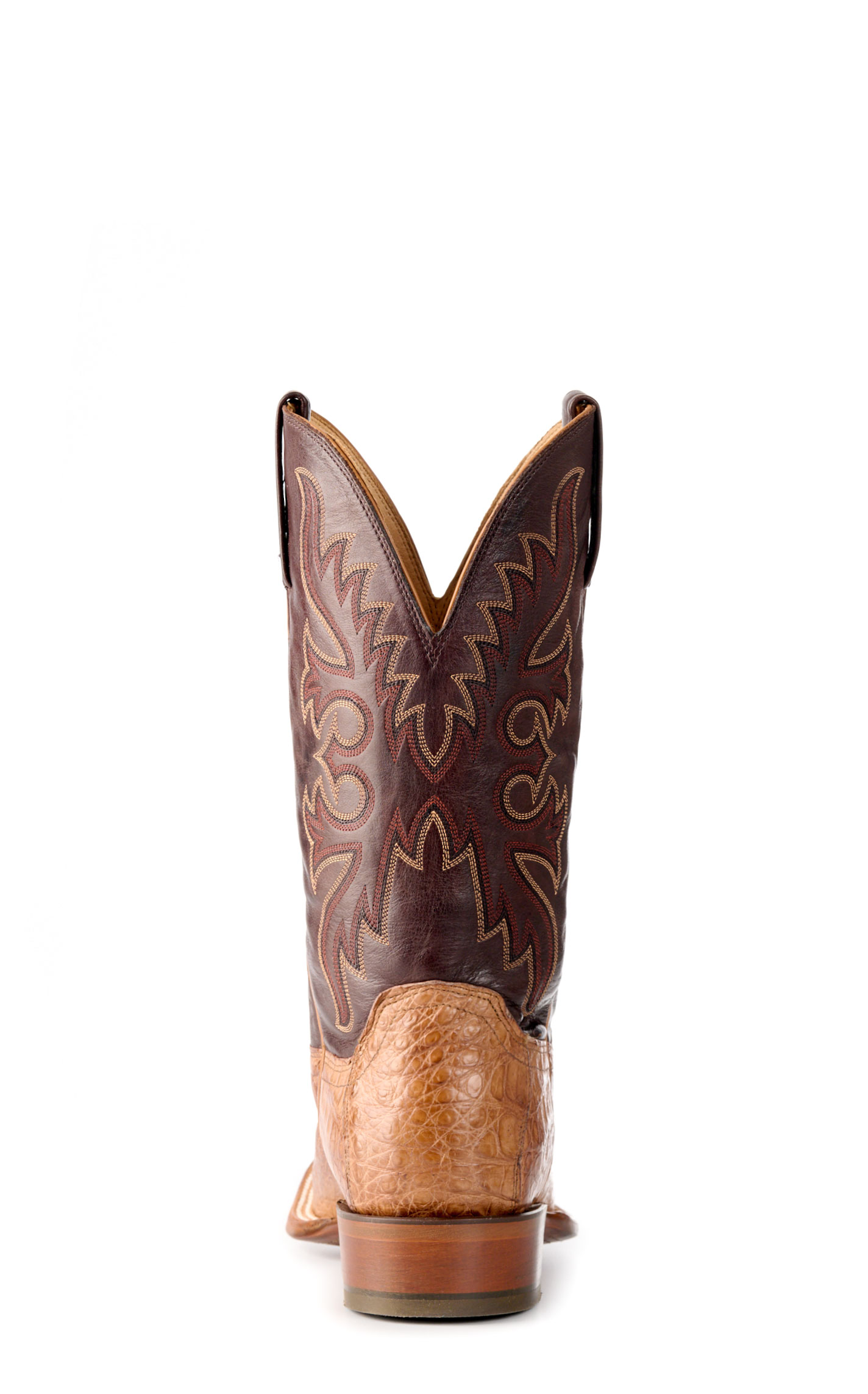 Lucchese Men's Burnished Coffee Hornback Caiman Wide Square Toe Boots - Image 1