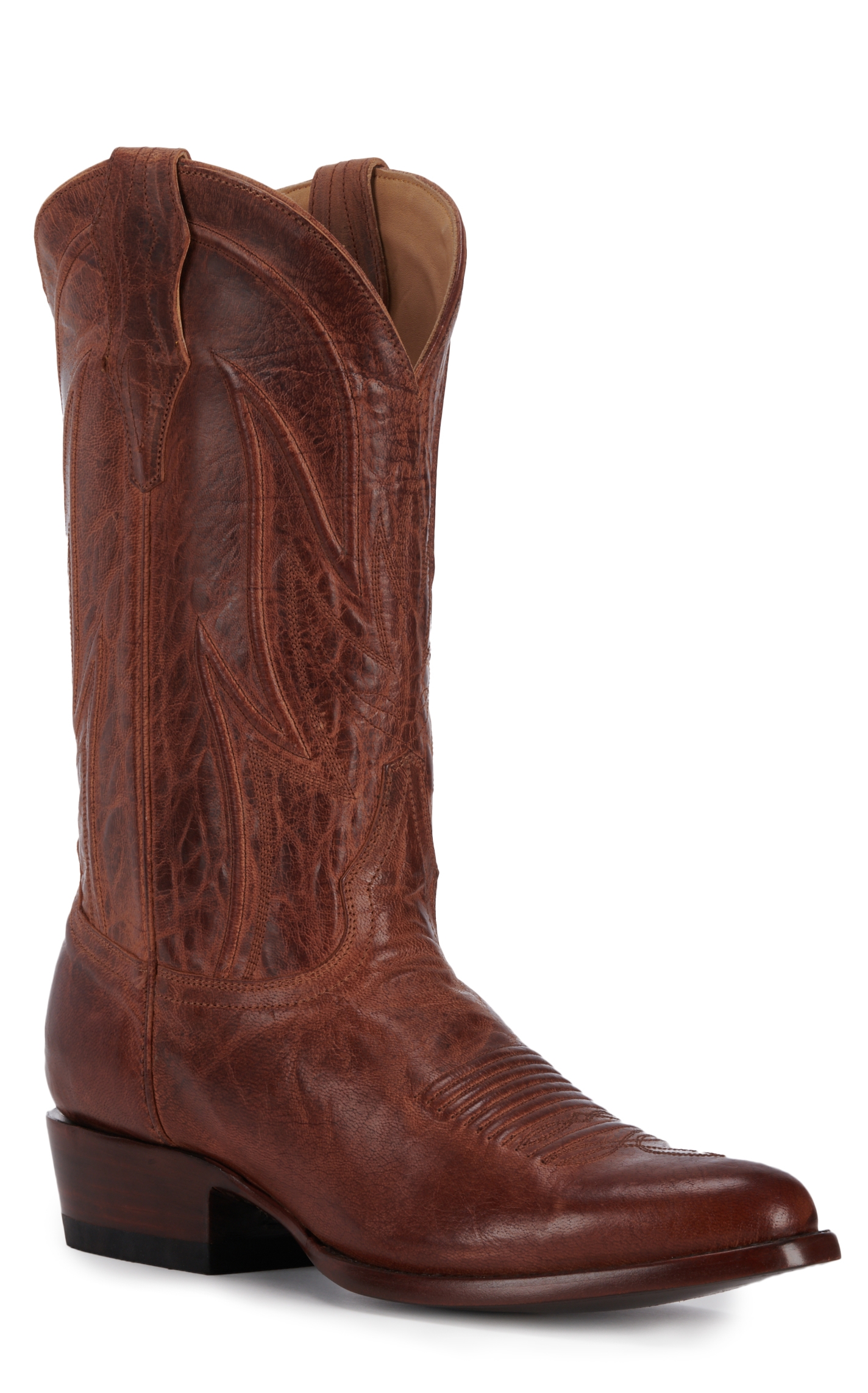 JRC & Sons Men's Colton Mad Dog Goat Leather Round Toe Cowboy Boot in Peanut Brittle - Image 1