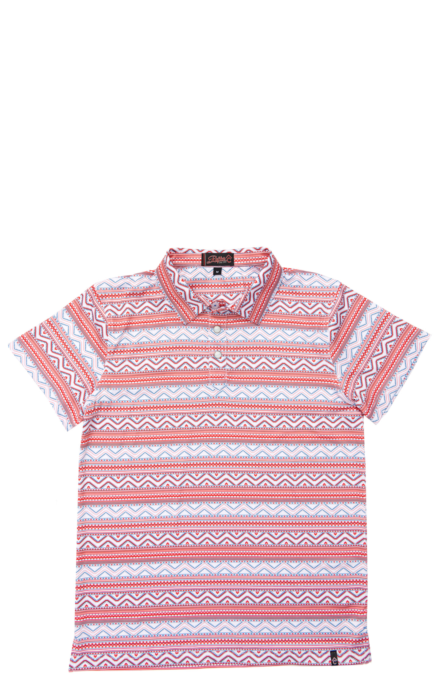 Rafter C Boy's White & Red Aztec Pattern Polo Shirt - Image 1