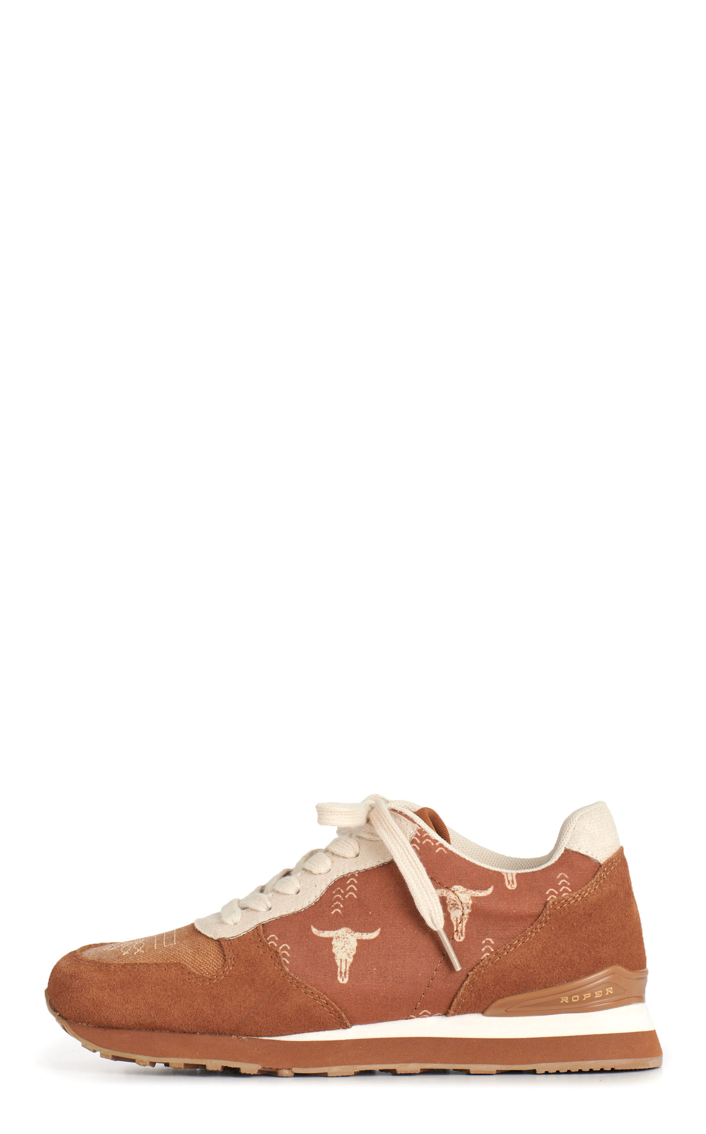 Roper Women's Giddyup Jogger Cognac Steer Head Print Casual Shoes - Image 1