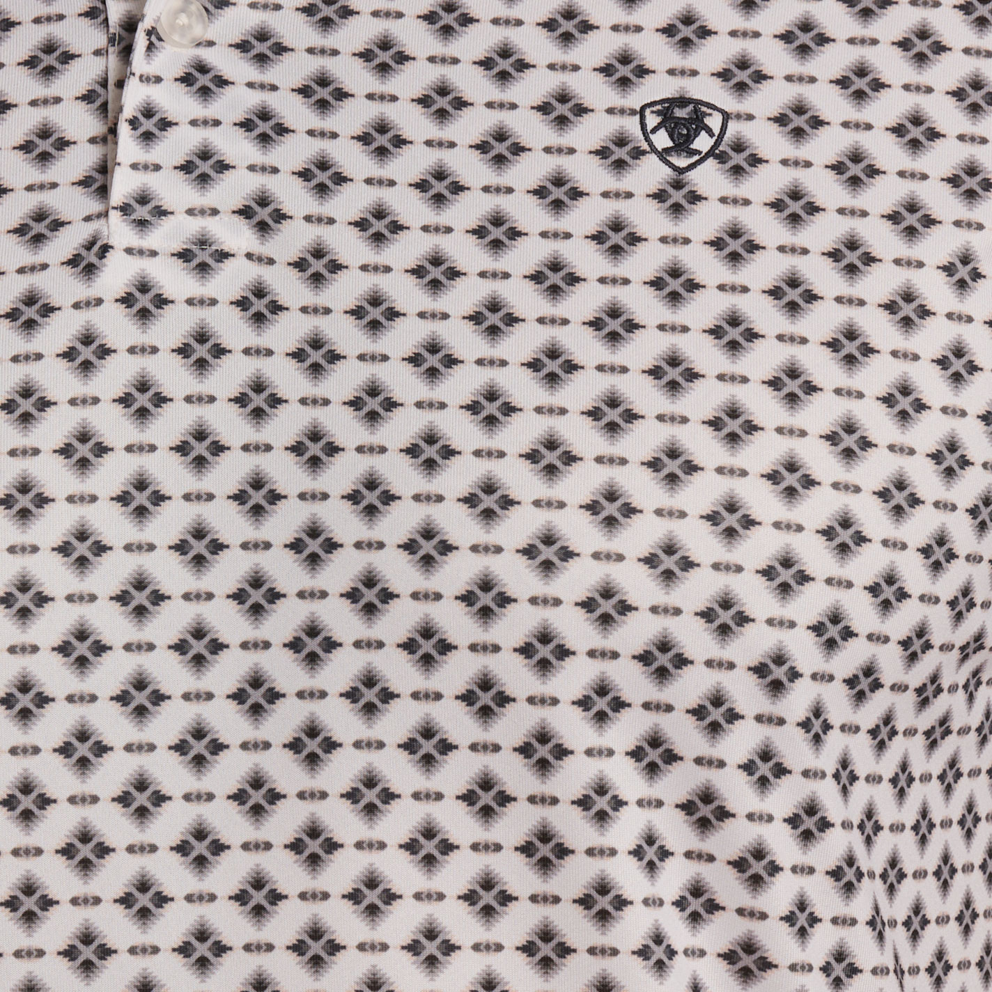 Ariat Men's White & Black Aztec Print Polo - Image 1