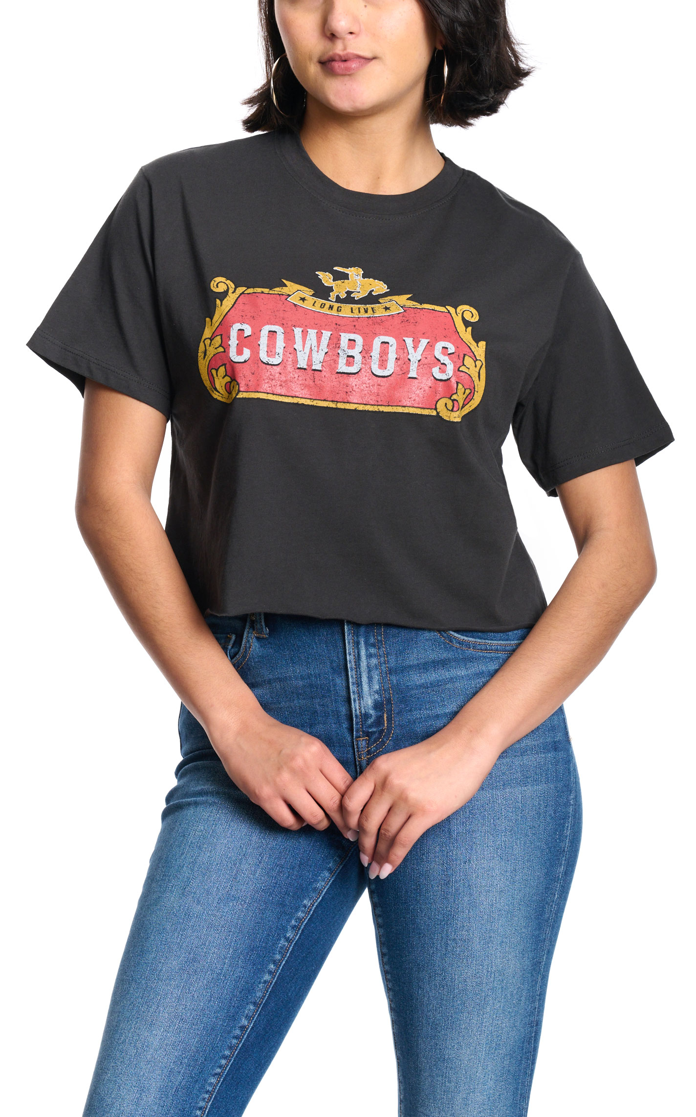 Zutter Women's Black Long Live Cropped T-Shirt - Image 1