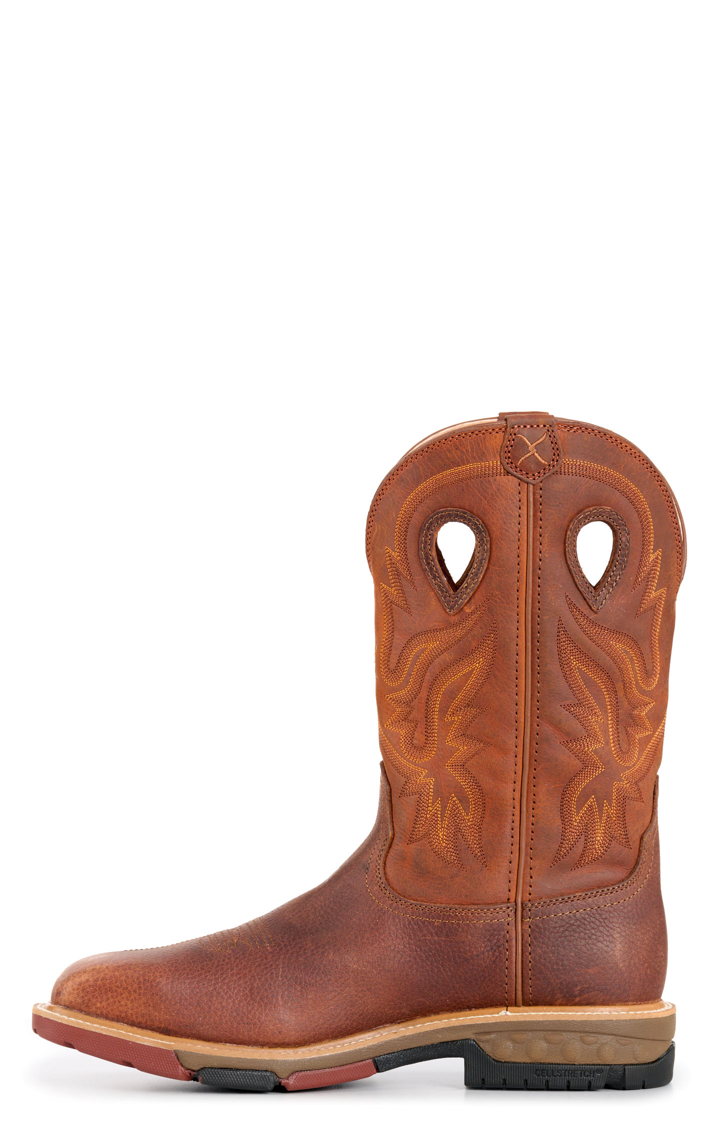 Twisted X Men’s Ginger and Rust CellStretch Wide Square Nano Composite Toe Work Boots - Image 1
