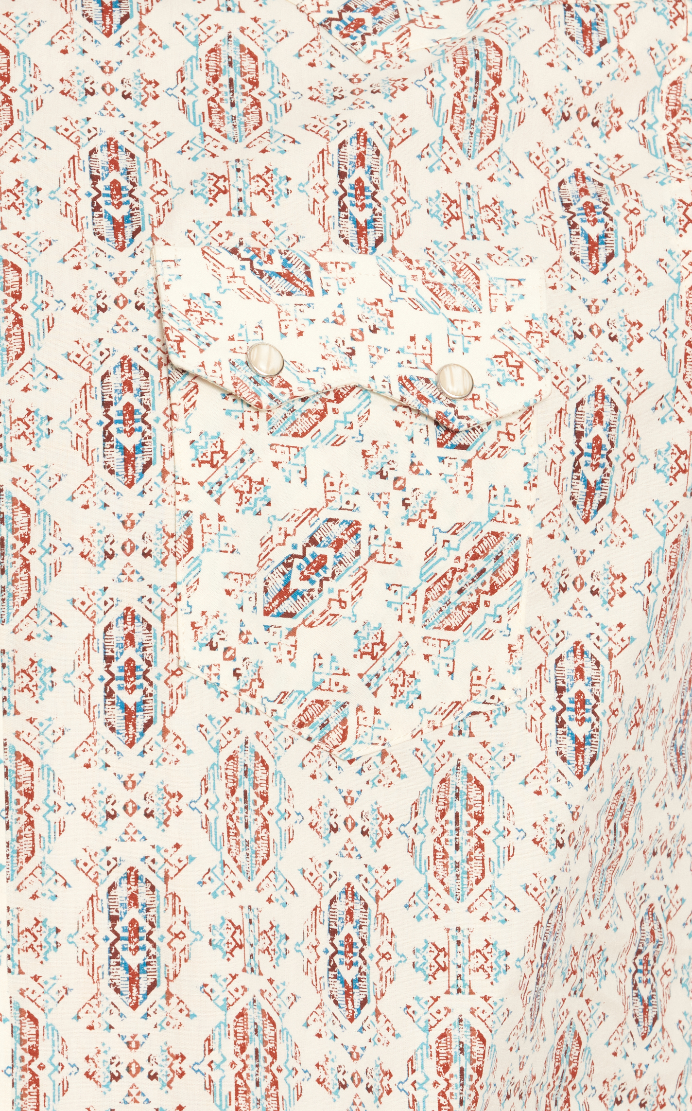 Panhandle Men's Latte Turquoise & Rust Aztec Print Long Sleeve Western Shirt - Image 1