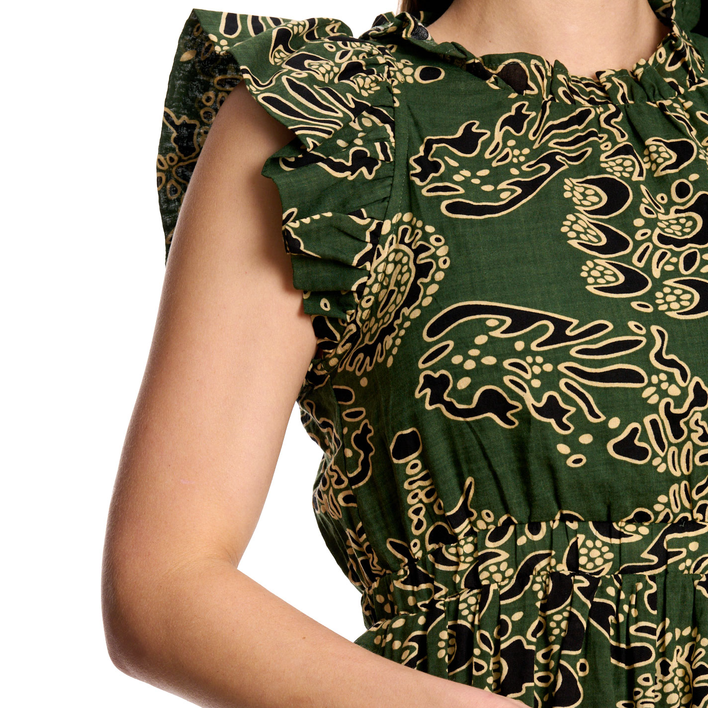 TCEC Women's Hunter Green & Gold Print Dress - Image 1