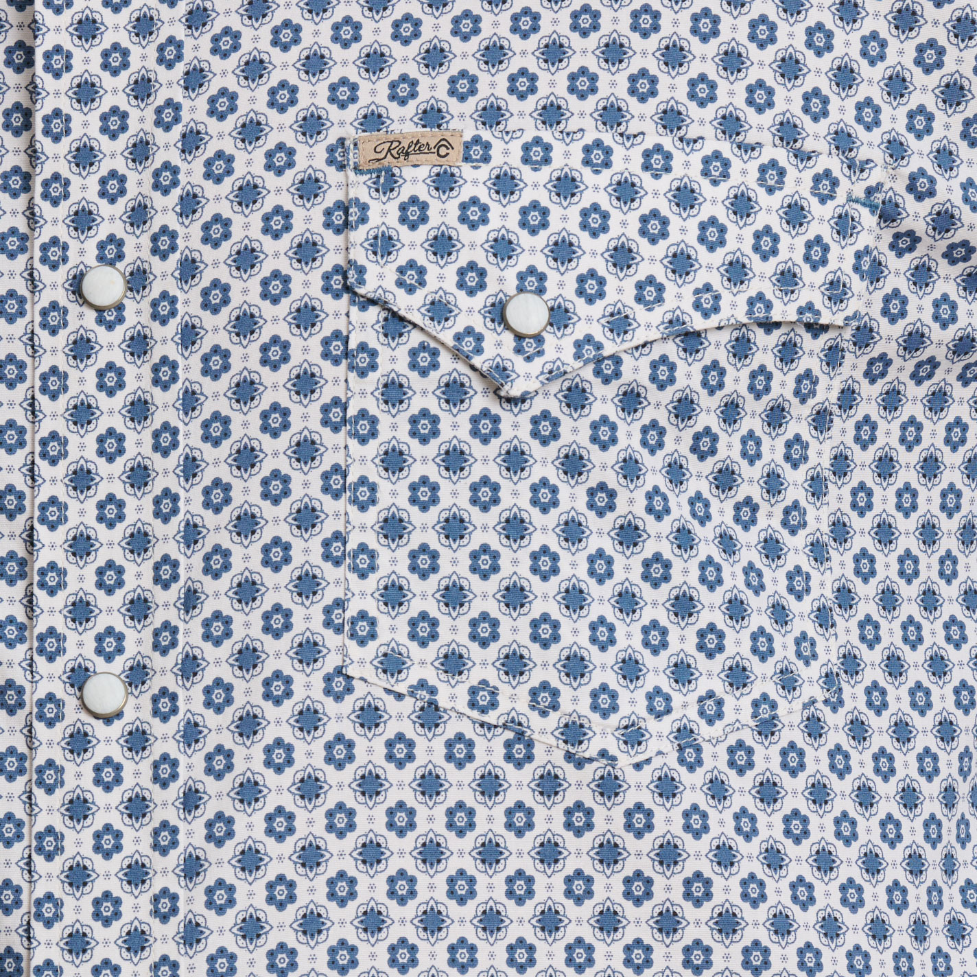 Rafter C Men's ProFlex45 White & Stone Blue Geo Western Shirt - Image 1