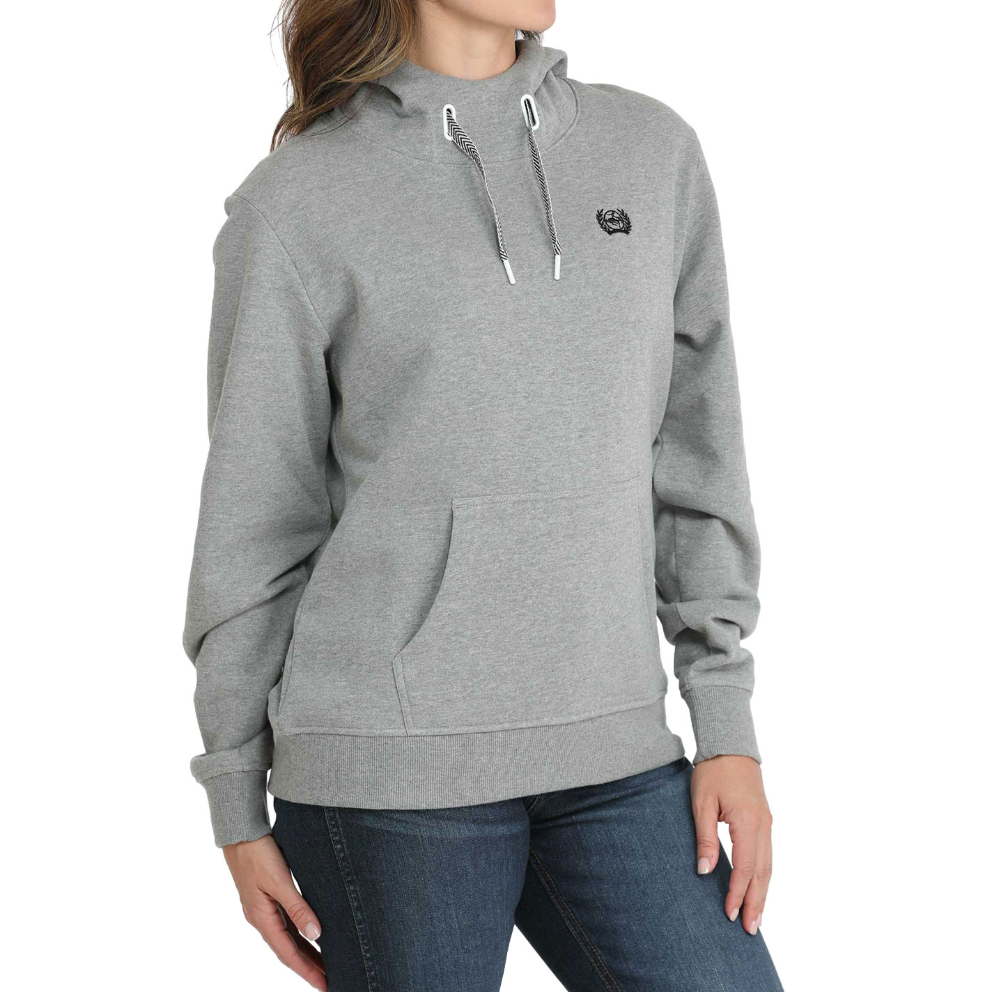 Cinch Women's Gray Logo Sleeve Hoodie - Image 1