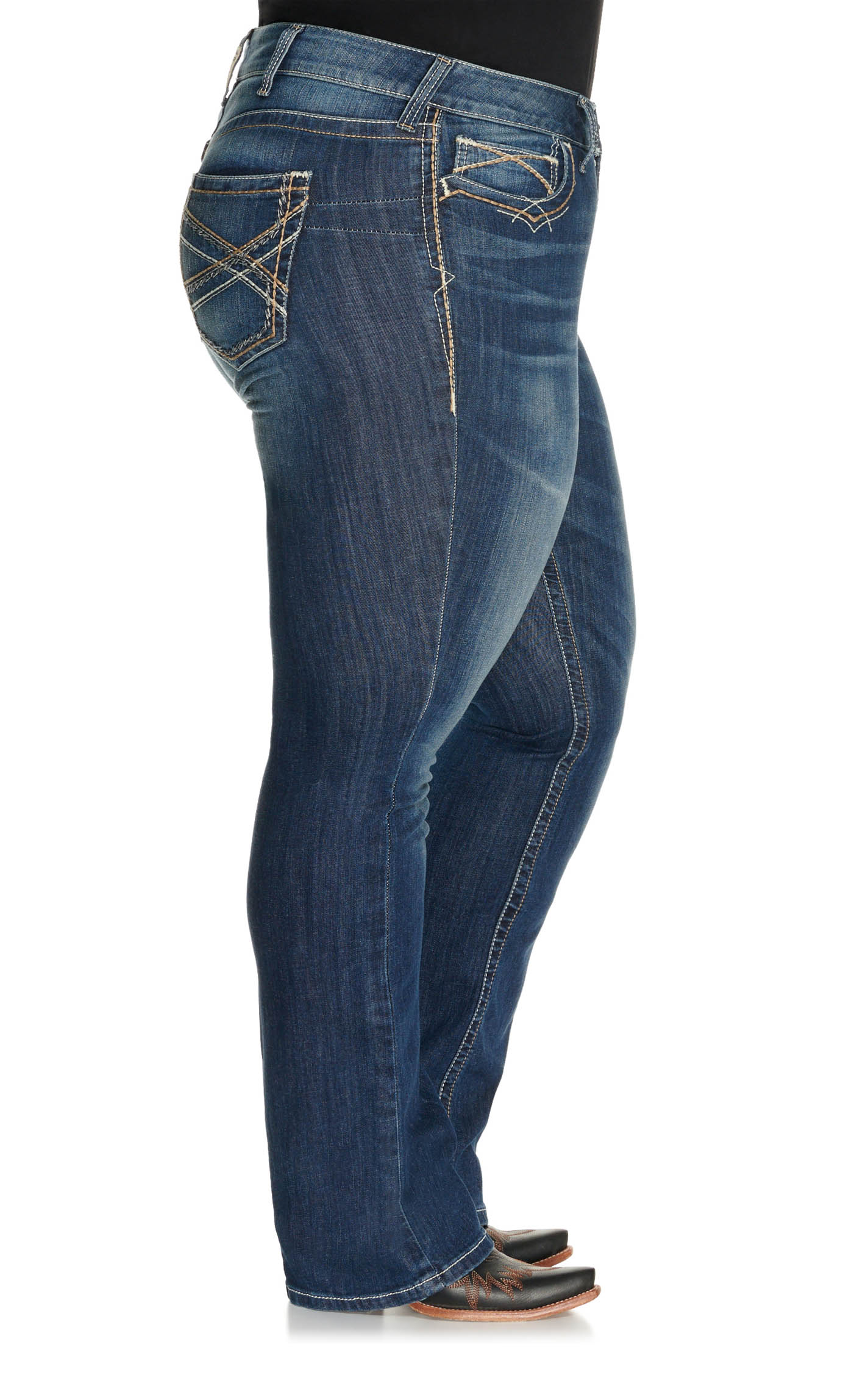 Ariat Women's REAL Entwined Festival Dark Wash Mid Rise Boot Cut Jeans - Plus Sizes - Image 1