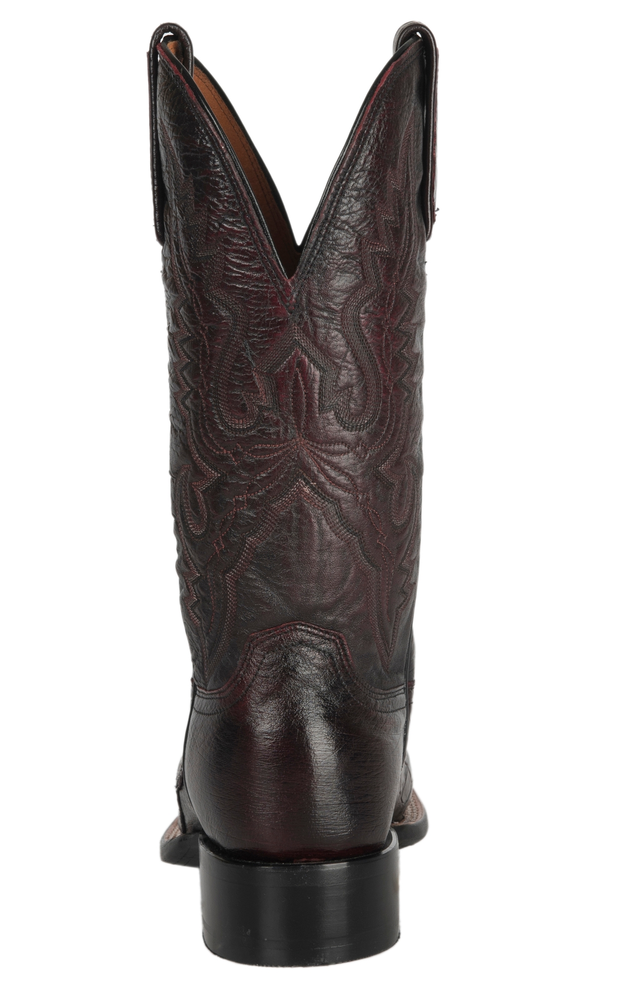 Lucchese Men's 1883 Black Cherry Caiman Tail and Smooth Ostrich Square Toe Exotic Western Boots - Image 1