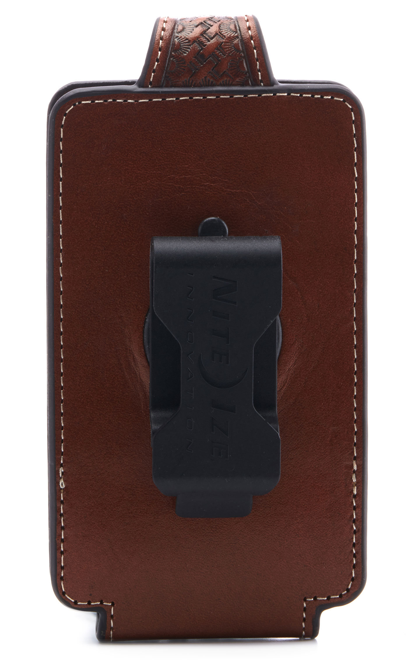 Ariat Brown Leather Basketweave Small Cell Phone Case - Image 1