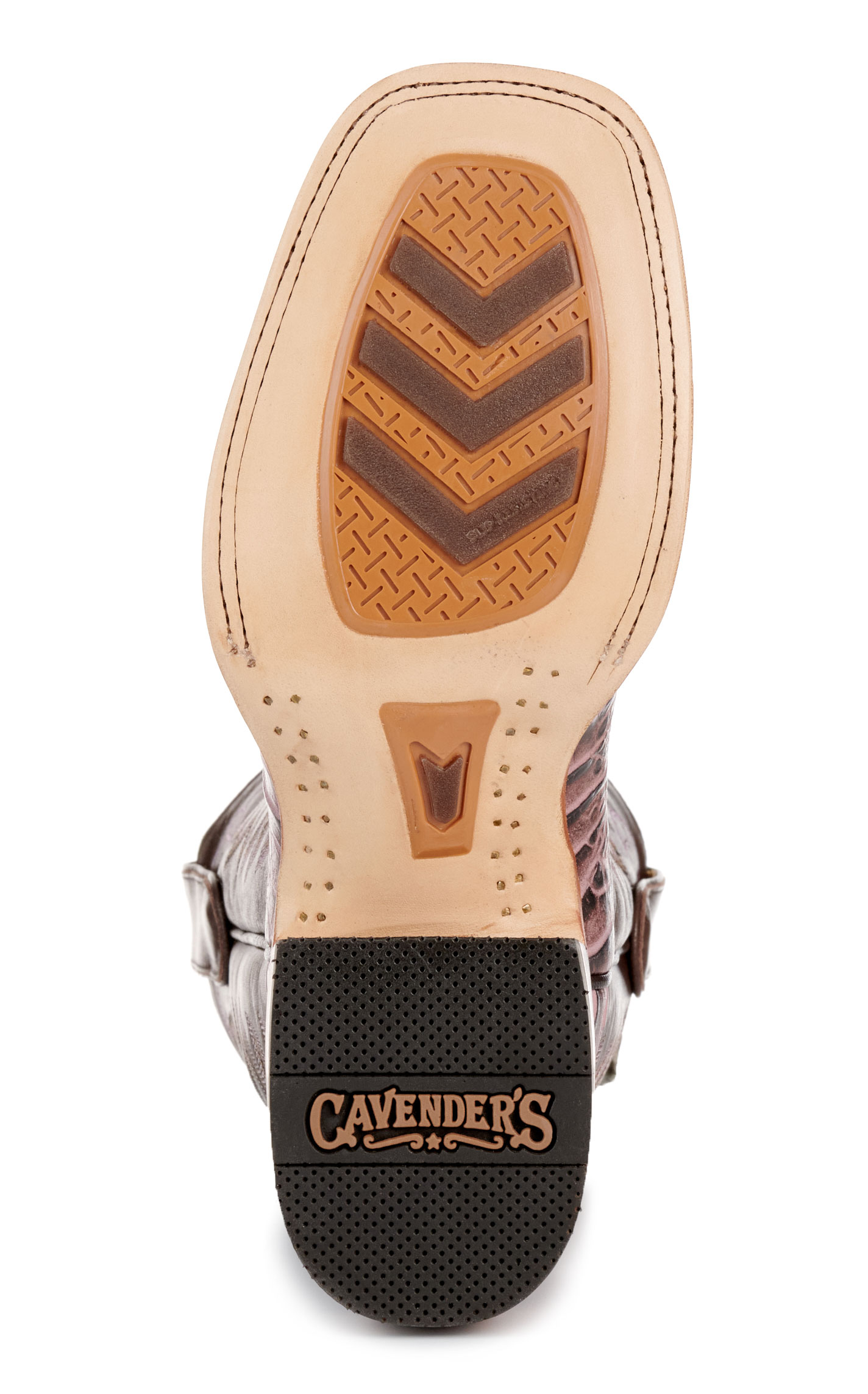 Cavender’s Women’s Endurance Chocolate and Pink Crocodile Print Wide Square Toe Cowboy Boots  - Image 1