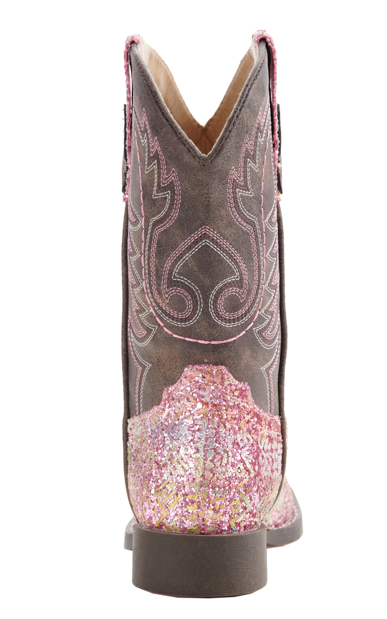 Roper Kids Pink Glitter Aztec Square Toe Cowboy Boot - Image 1