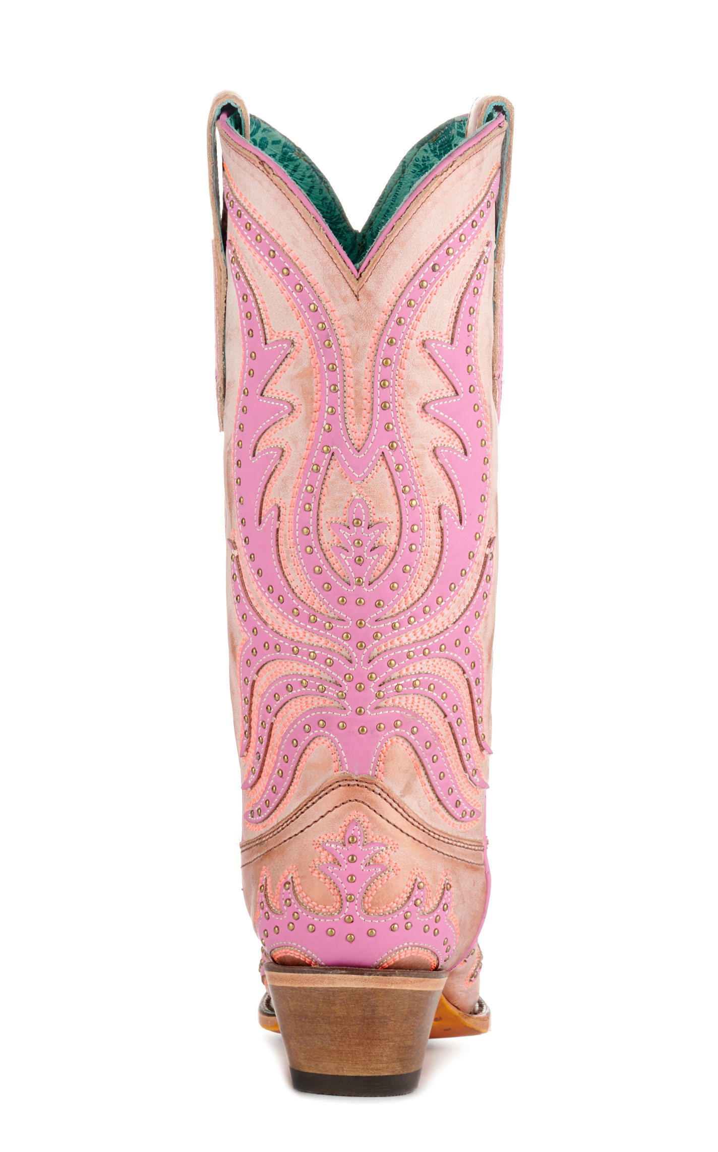 Corral Women's Light Pink with Hot Pink Overlay Black Light Snip Toe Cowboy Boots - Image 1