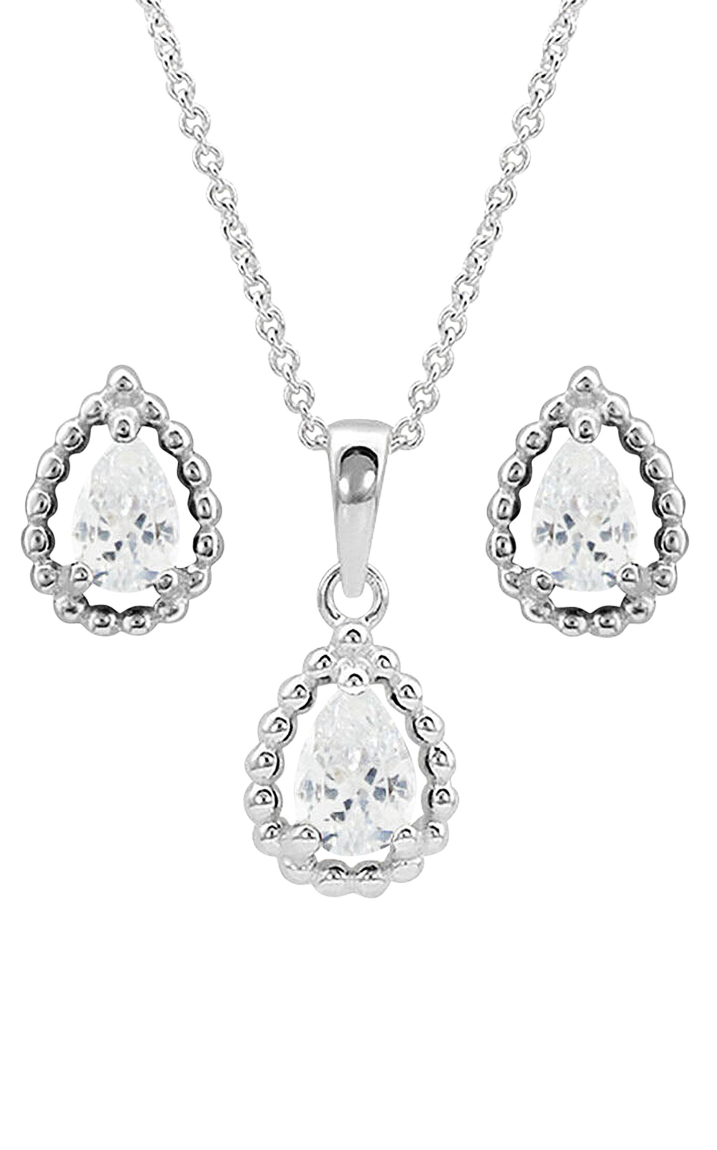 Montana Silversmiths Silver Arctic Rain Teardrop Jewelry Set - Image 1