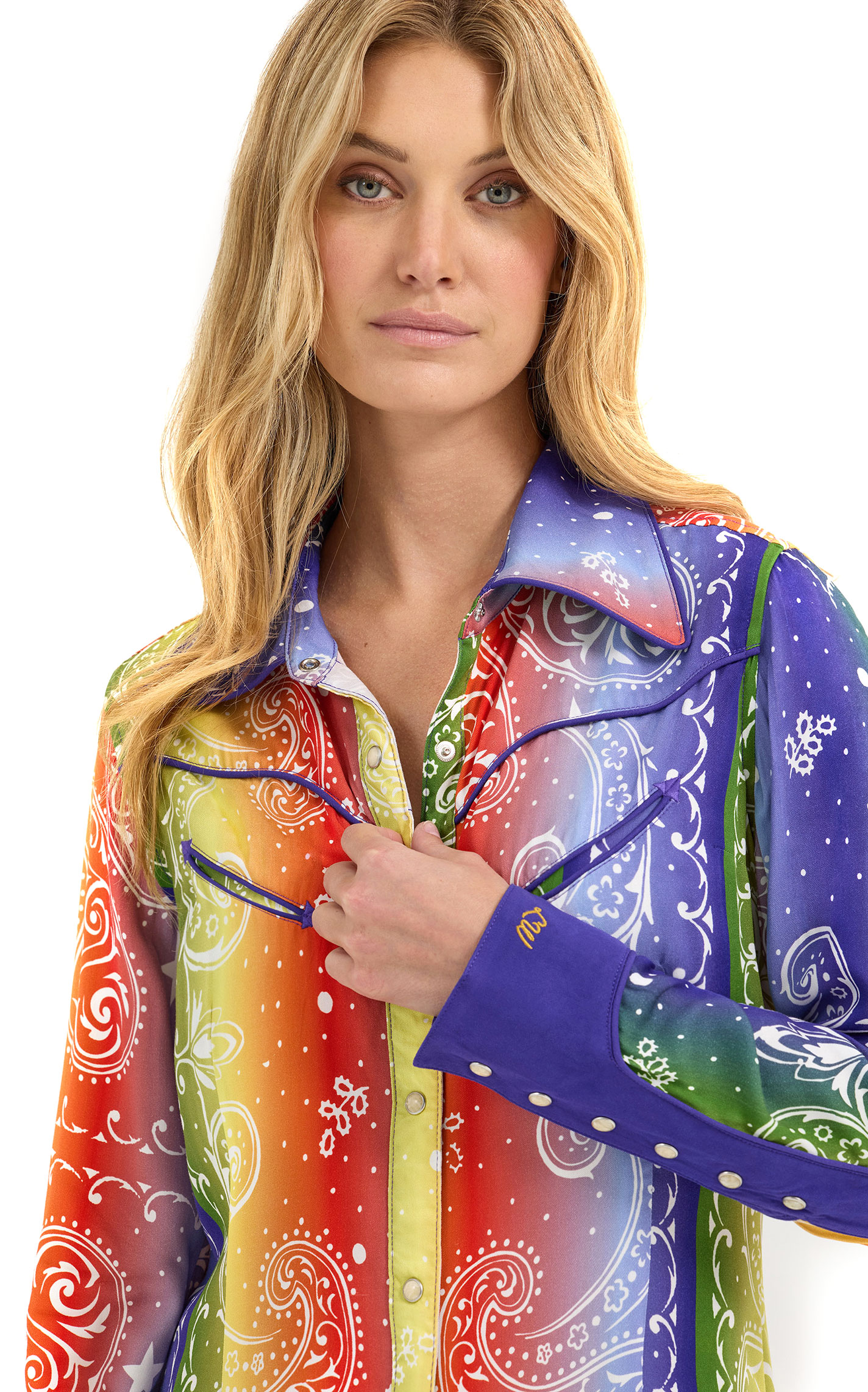 Wrangler & Lainey Wilson Women's Rainbow Bandana Western Shirt - Image 1