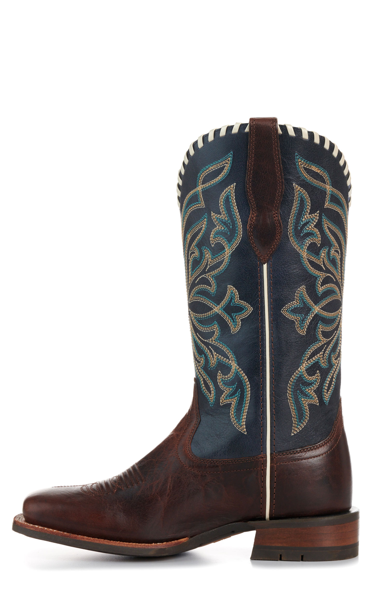 Ariat Women's Showdown Espresso and Blue Wide Square Toe Cowboy Boots - Image 1