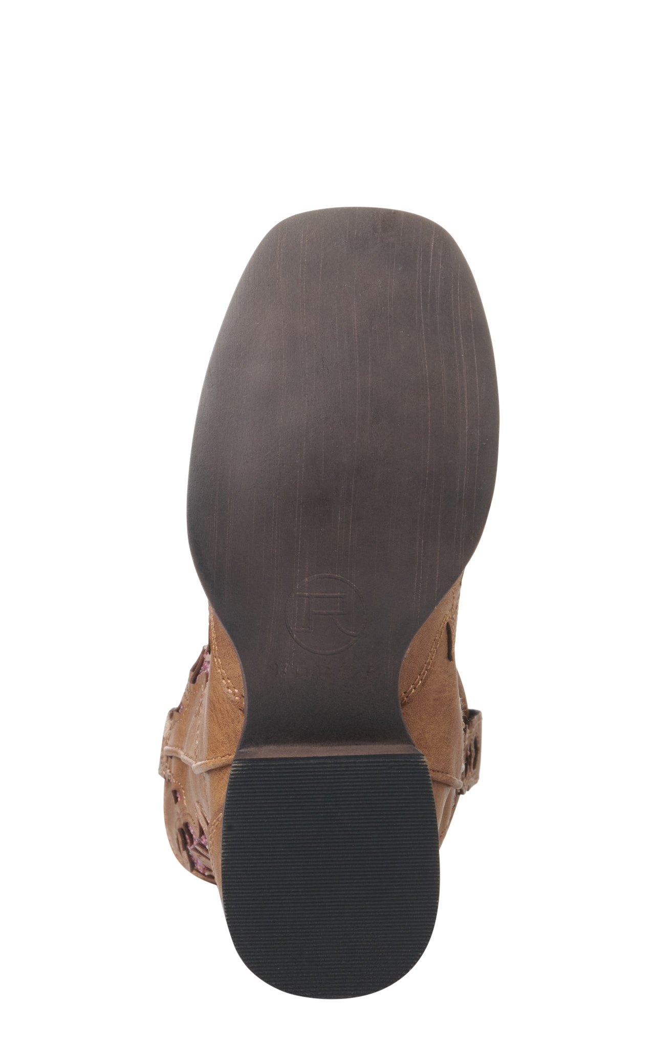 Roper Kid's Gypsy Tan with Pink Glitter Inlay Square Toe Cowboy Boots - Image 1