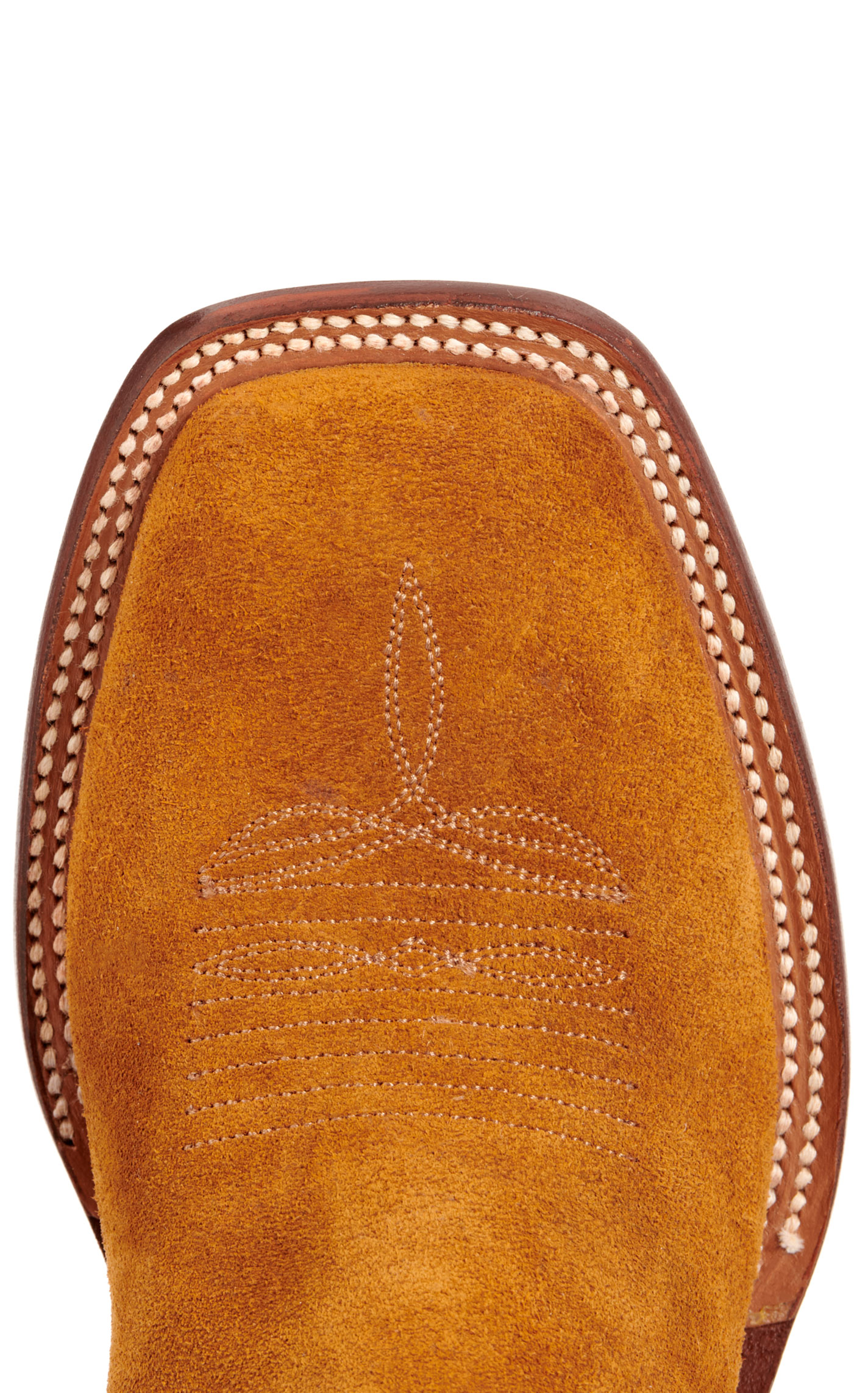 Cavender’s Women’s Leather Honey Roughout and Brown Wide Square Toe Cowboy Boots  - Image 1