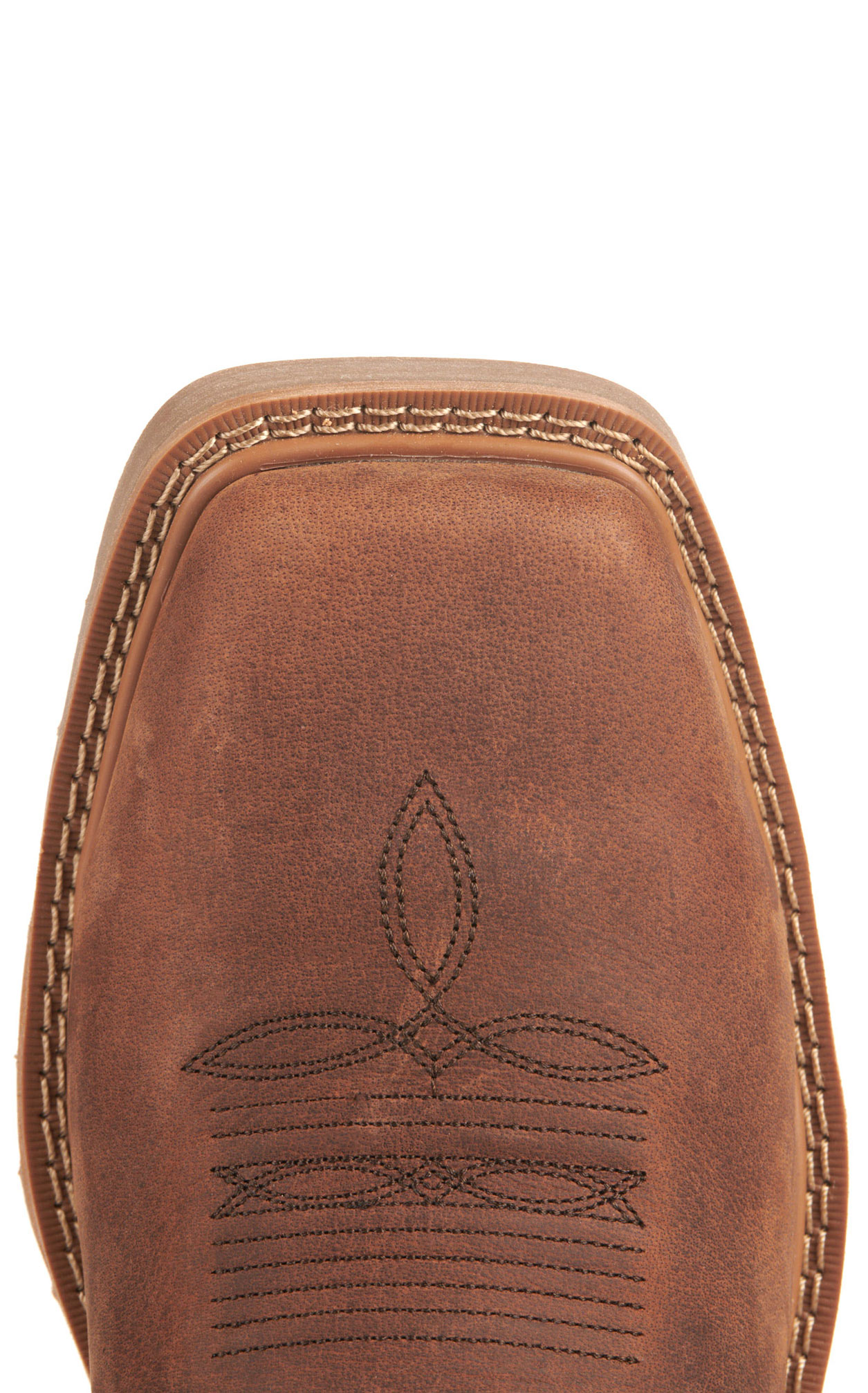 Justin Men's All Around Walnut Brown and Red Square Steel Toe Work Boots - Image 1