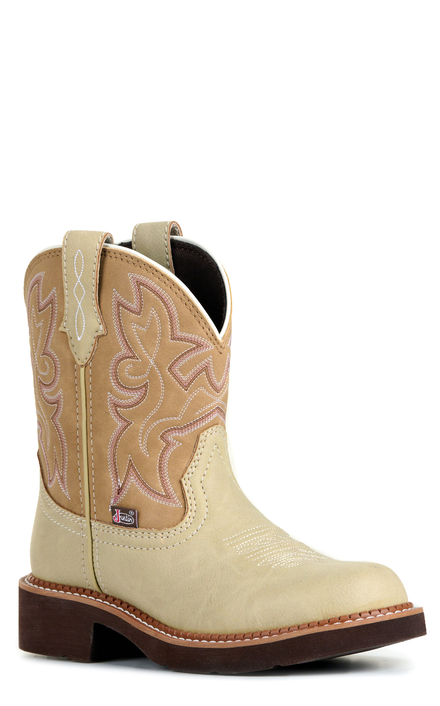 Justin Women's Sand & Tan Round Toe Cowboy Boots - Image 1