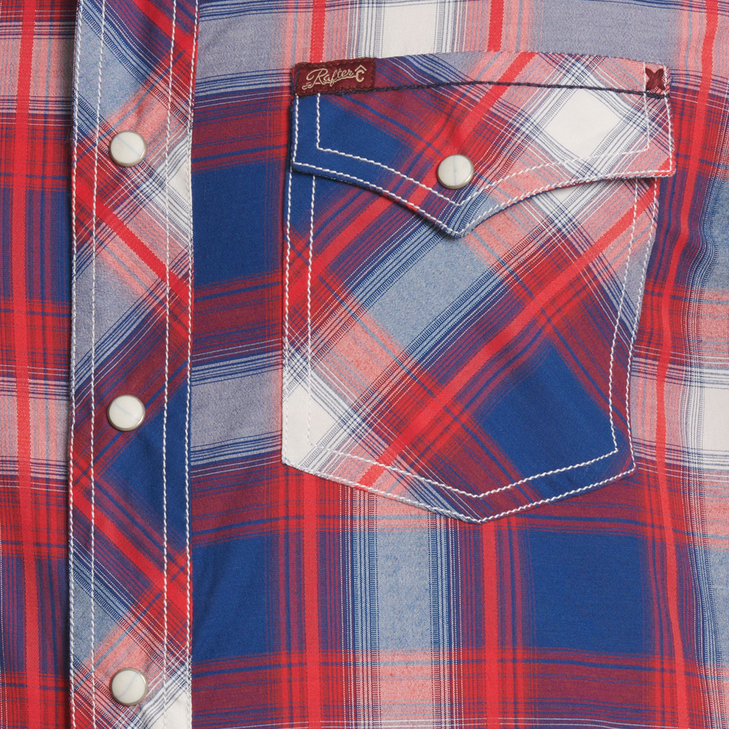 Rafter C Red Dirt Red & Blue Plaid Stretch Western Shirt - Image 1