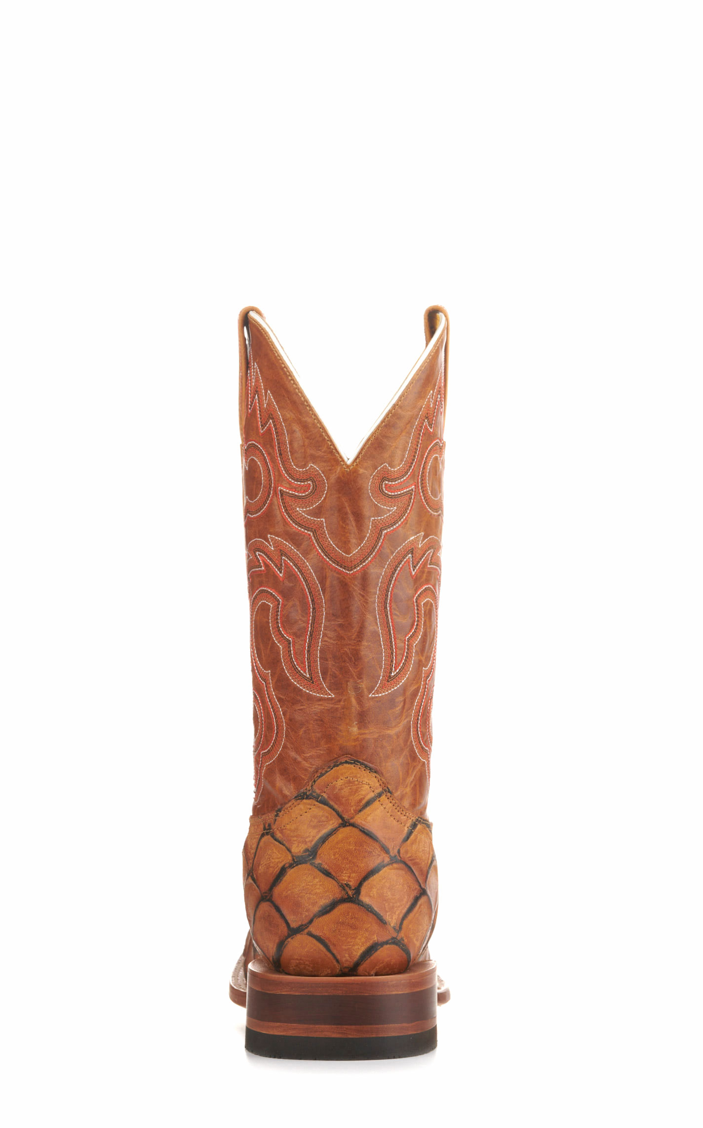 Cavender's Men's Endurance Rustic Tan Pirarucu Print Square Toe Cowboy Boots - Image 1