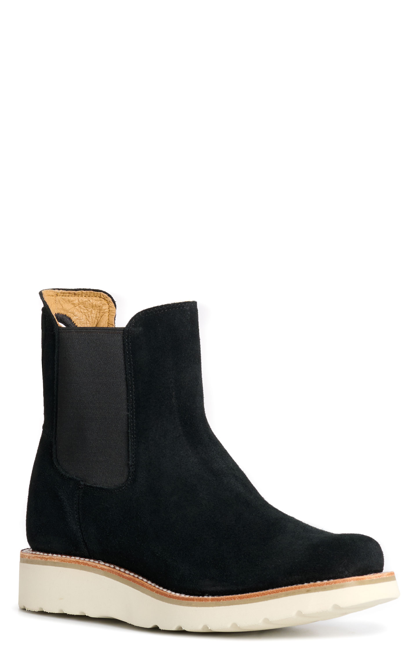 Anderson Bean Women's Macie Bean Black Suede Square Toe Wedge Booties - Image 1